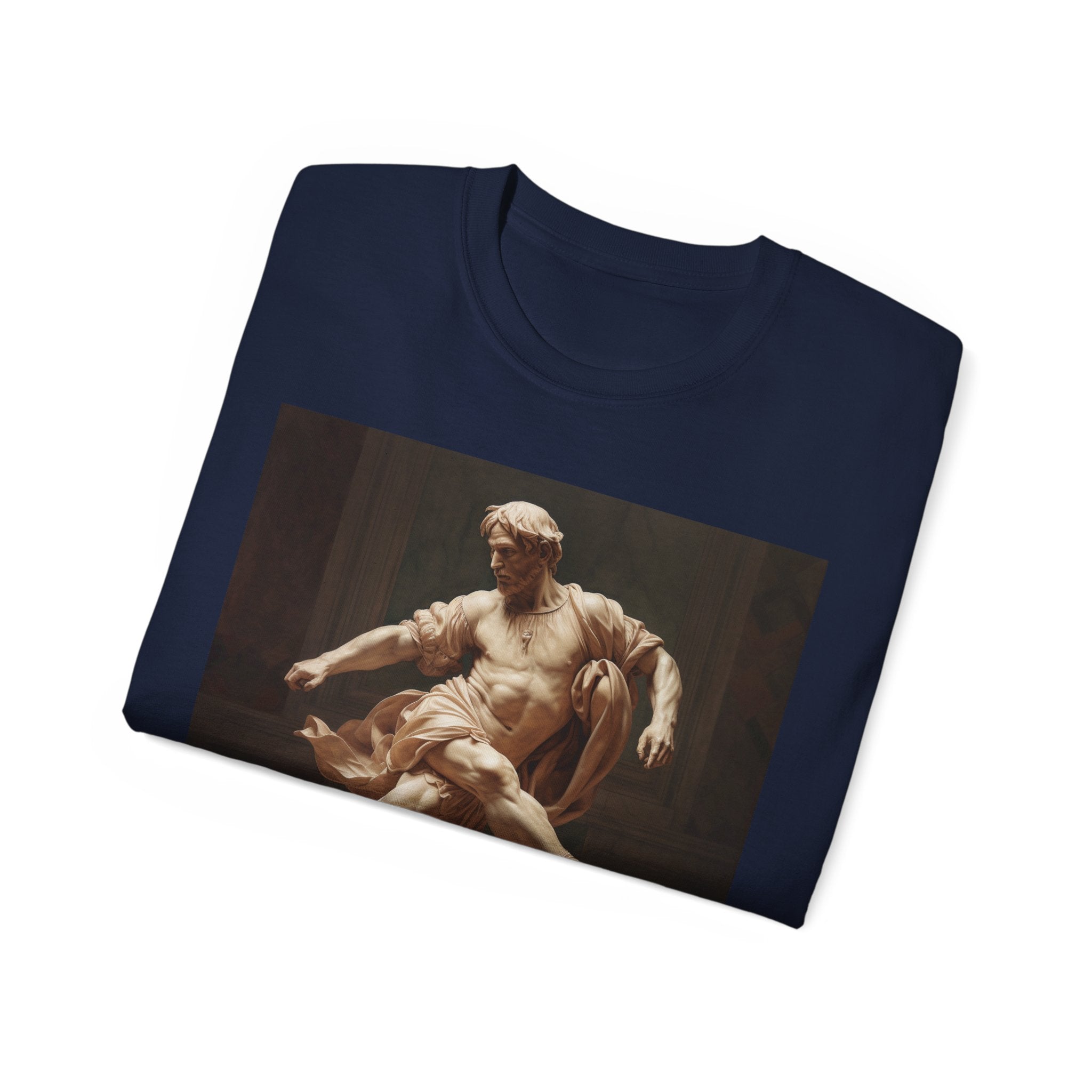 Michelangelo Marble Art T-Shirt - Unisex Ultra Cotton Footballer Shirt - Patron Saint of Football Sculpture Art - Renaissance Sports Fan Gift for Team