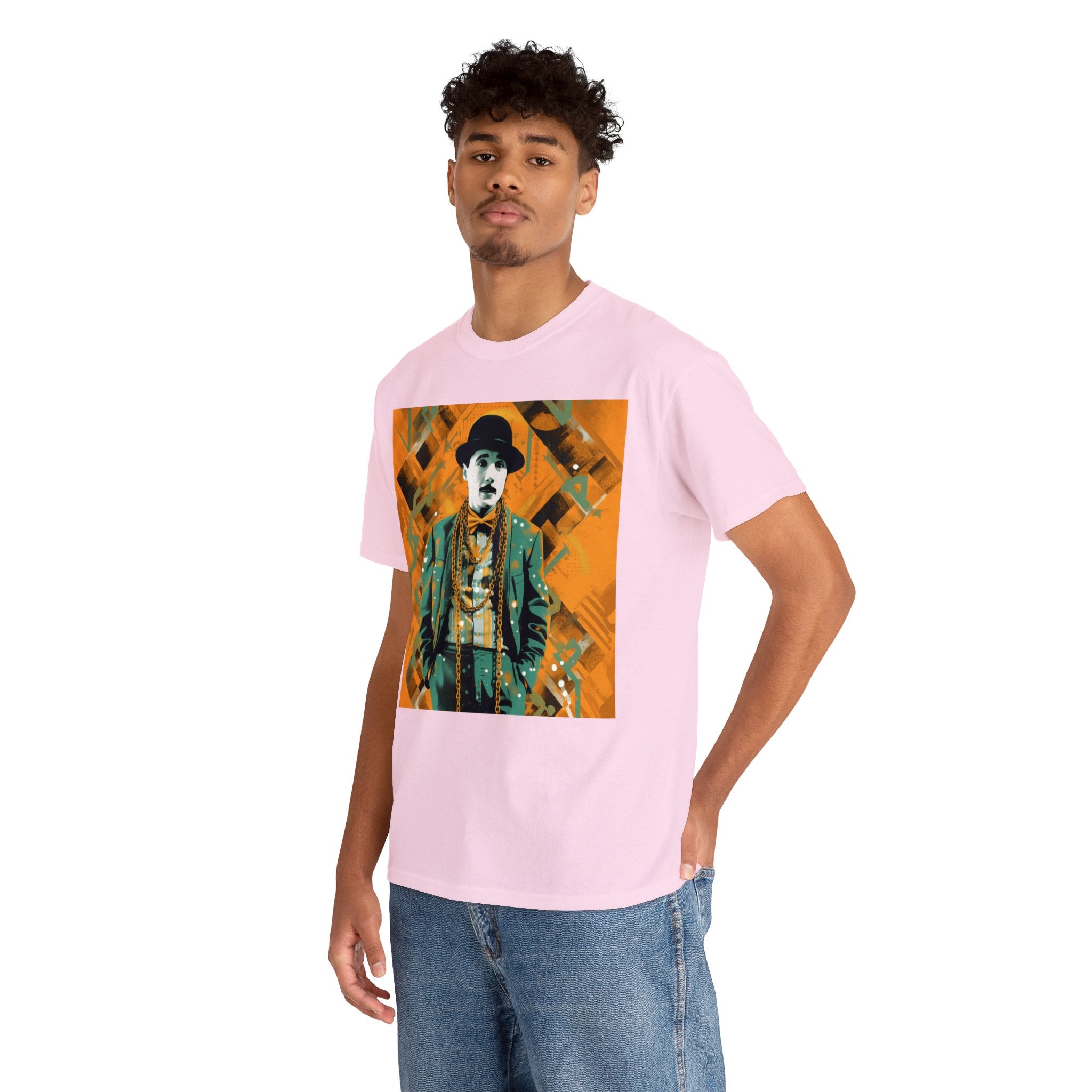 T-Shirt of Comedy Legend. Shows Passion for Craft in a Stylish Manner. Elevate Your Style with the Iconic Performance Artist Pose Abstract Colorful Unisex Heavy Cotton Tee - Wearable Art for Trendsetters