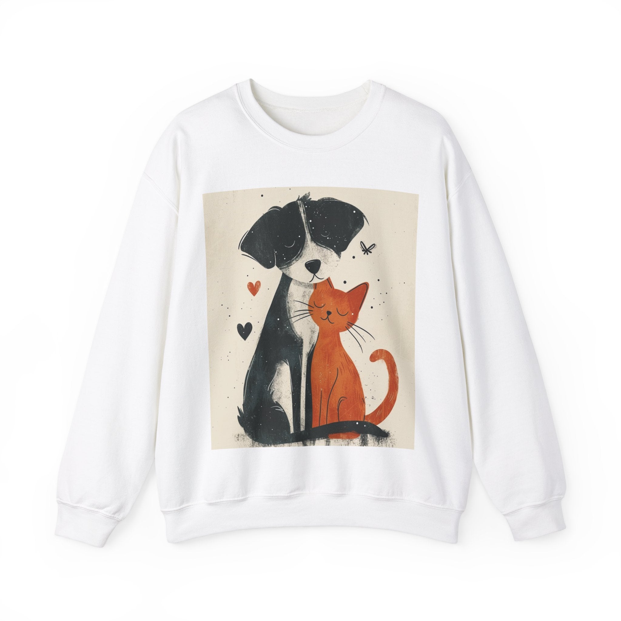 Forever Friends Canine and Feline Best Mates Unisex Heavy Blend™ Crewneck Sweatshirt - Cozy Pet Lover's Apparel for All Seasons