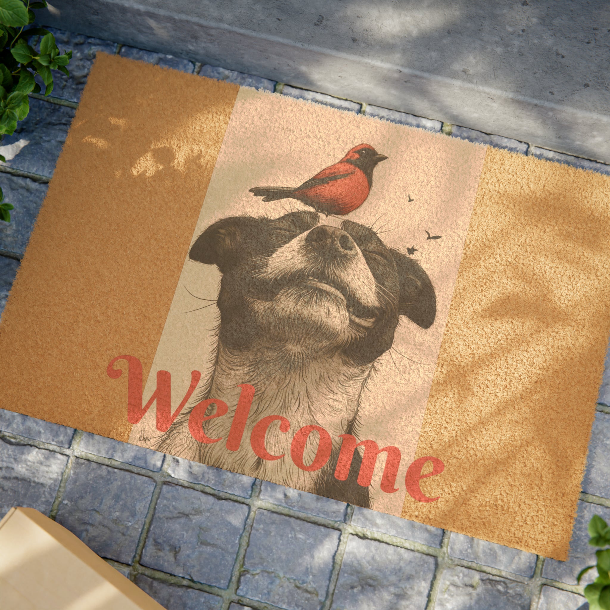 Eco-Friendly Birdie and Doggy Pal Doormat - Sustainable Entryway Decor for Greener Living, Easy to Clean, Durable