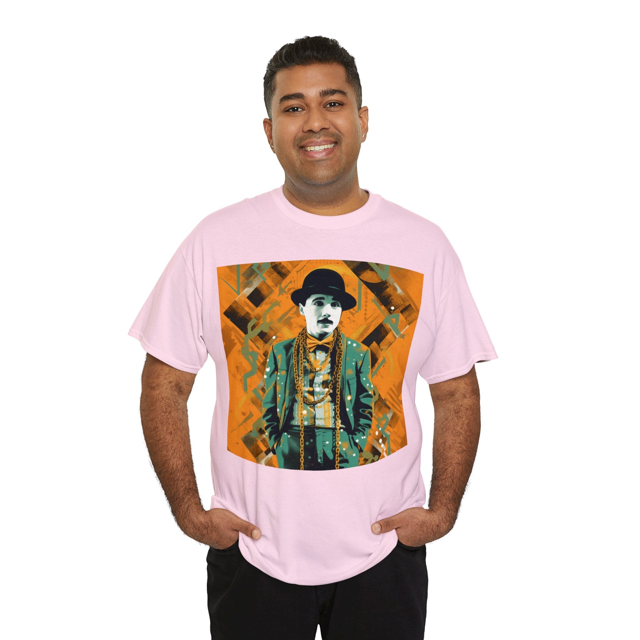 T-Shirt of Comedy Legend. Shows Passion for Craft in a Stylish Manner. Elevate Your Style with the Iconic Performance Artist Pose Abstract Colorful Unisex Heavy Cotton Tee - Wearable Art for Trendsetters