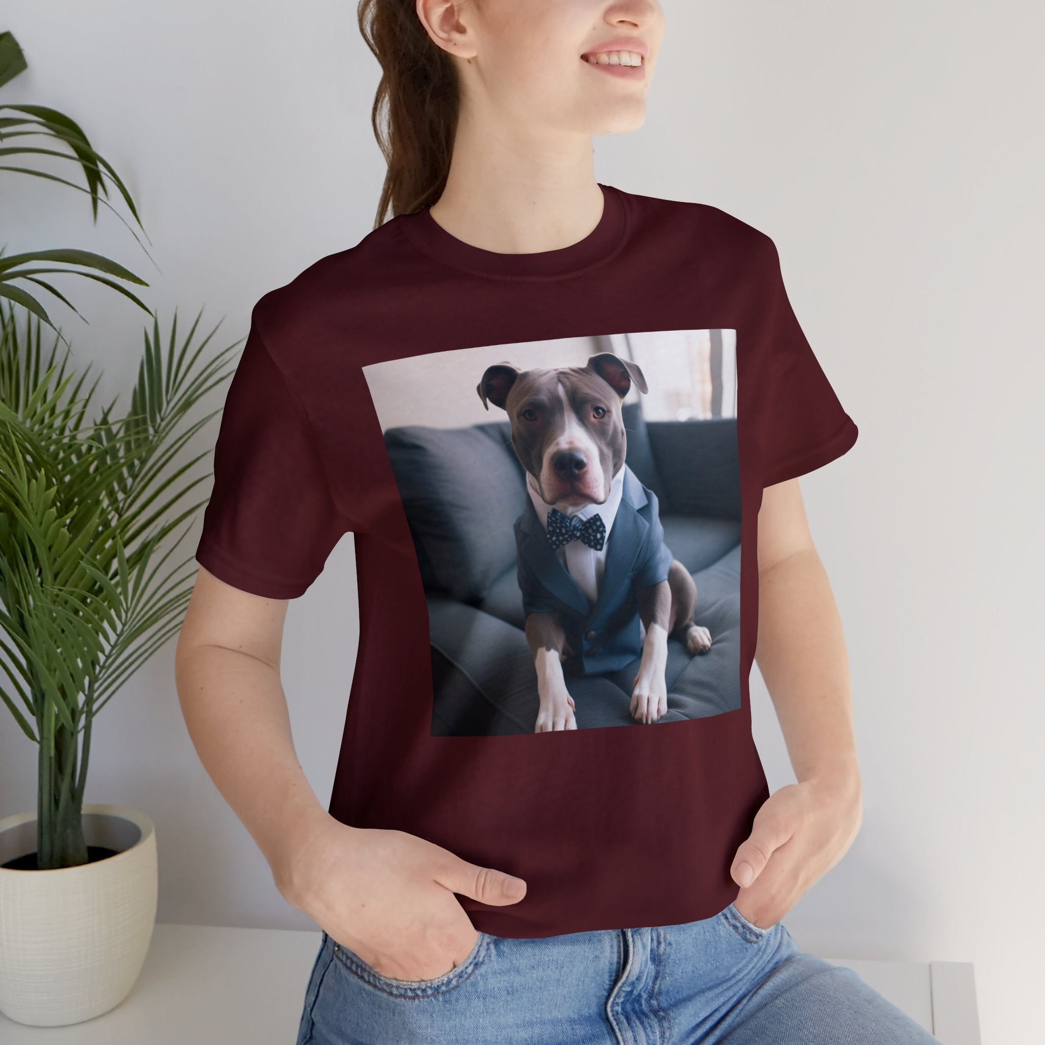 Hire Your Furry Friend with the "Do I have the Job?" Cute Puppy for Dog Owners in Interview Attire Unisex Jersey Short Sleeve Tee - Funny Dog Interview Tee Gift for Dog Lovers and Pet Owners