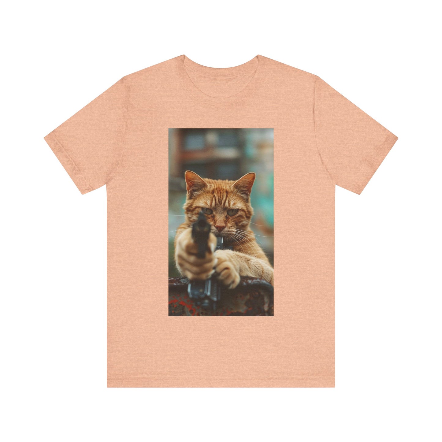 Stealth Paws: Feline Hitman Women's Jersey Short Sleeve Tee - Quirky Cat-Themed Apparel for Fashion-Forward Cat Lovers