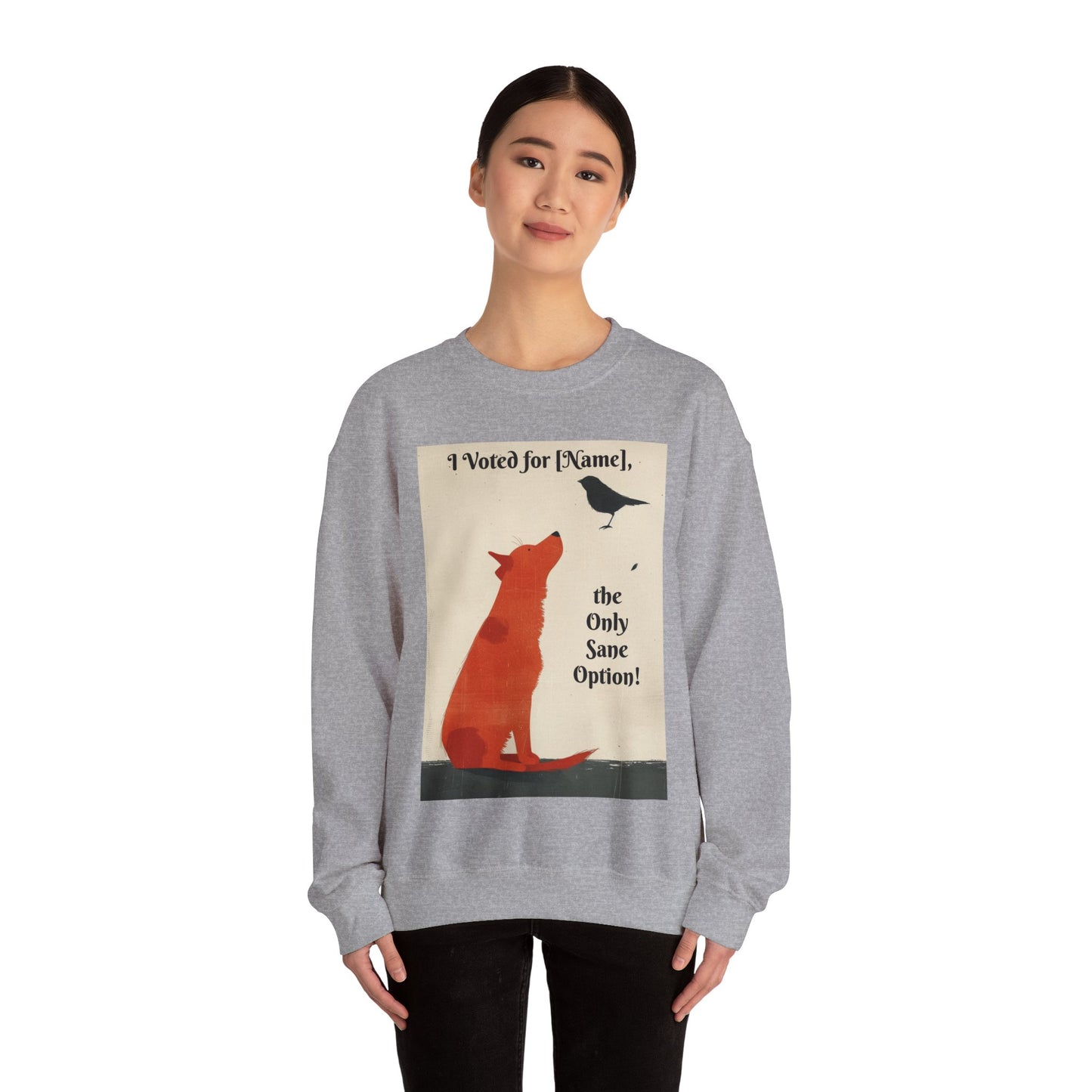 Charming Shirt for Voters on Election Days! Stay Warm with the Customizable 'I Voted for [Your Name]' Unisex Heavy Blend™ Crewneck Sweatshirt - Personalize it with your name or the name of your choice