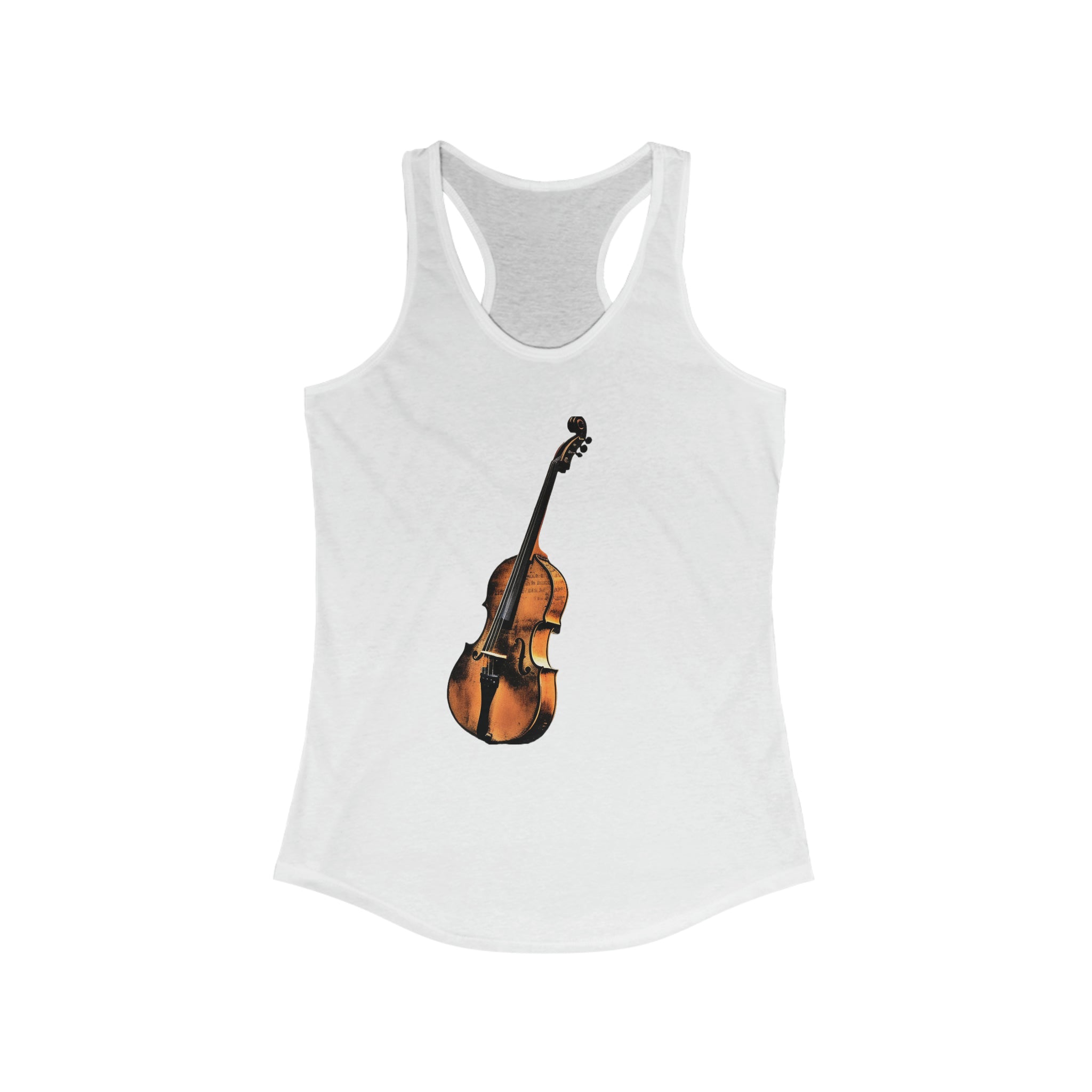 Women's Ideal Racerback Tank-Beautiful Squirrel Illustration Music Collage String Instrument Violin for Genre Fans