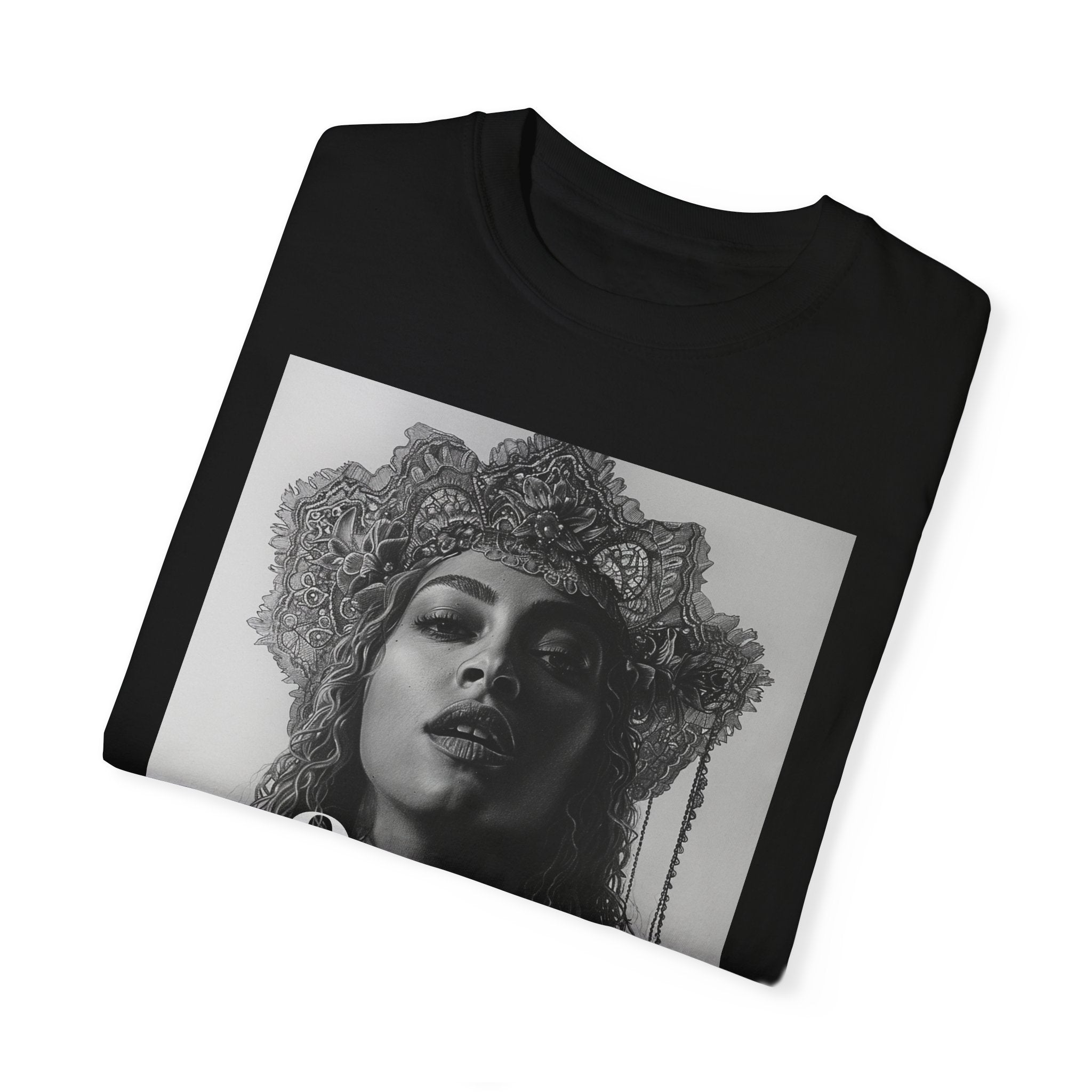 Rhythm Reign: Queen B. Tribute - Living Musical Icon Unisex Garment-Dyed T-Shirt
