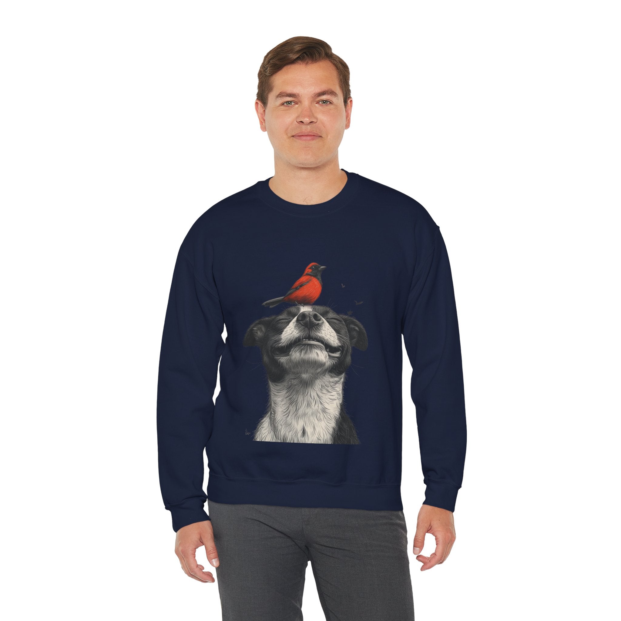 Trusting Bird and Dog Friend Unisex Heavy Blend™ Crewneck Sweatshirt - Cozy Comfort and Unique Style for Animal Lovers