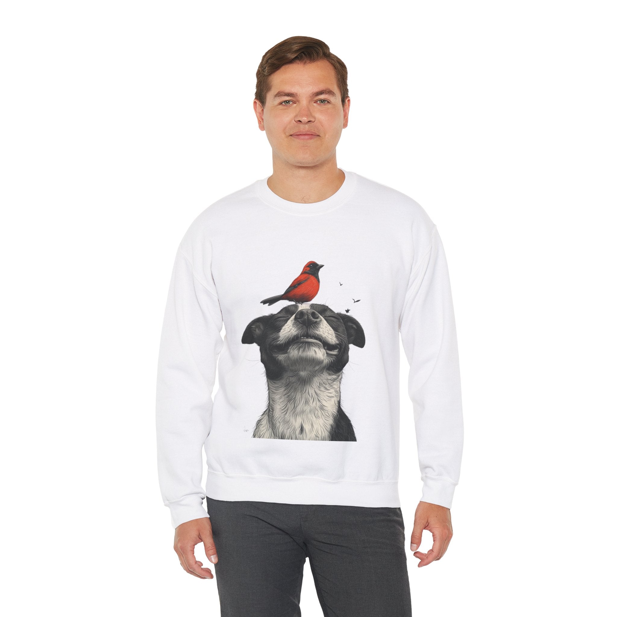 Trusting Bird and Dog Friend Unisex Heavy Blend™ Crewneck Sweatshirt - Cozy Comfort and Unique Style for Animal Lovers