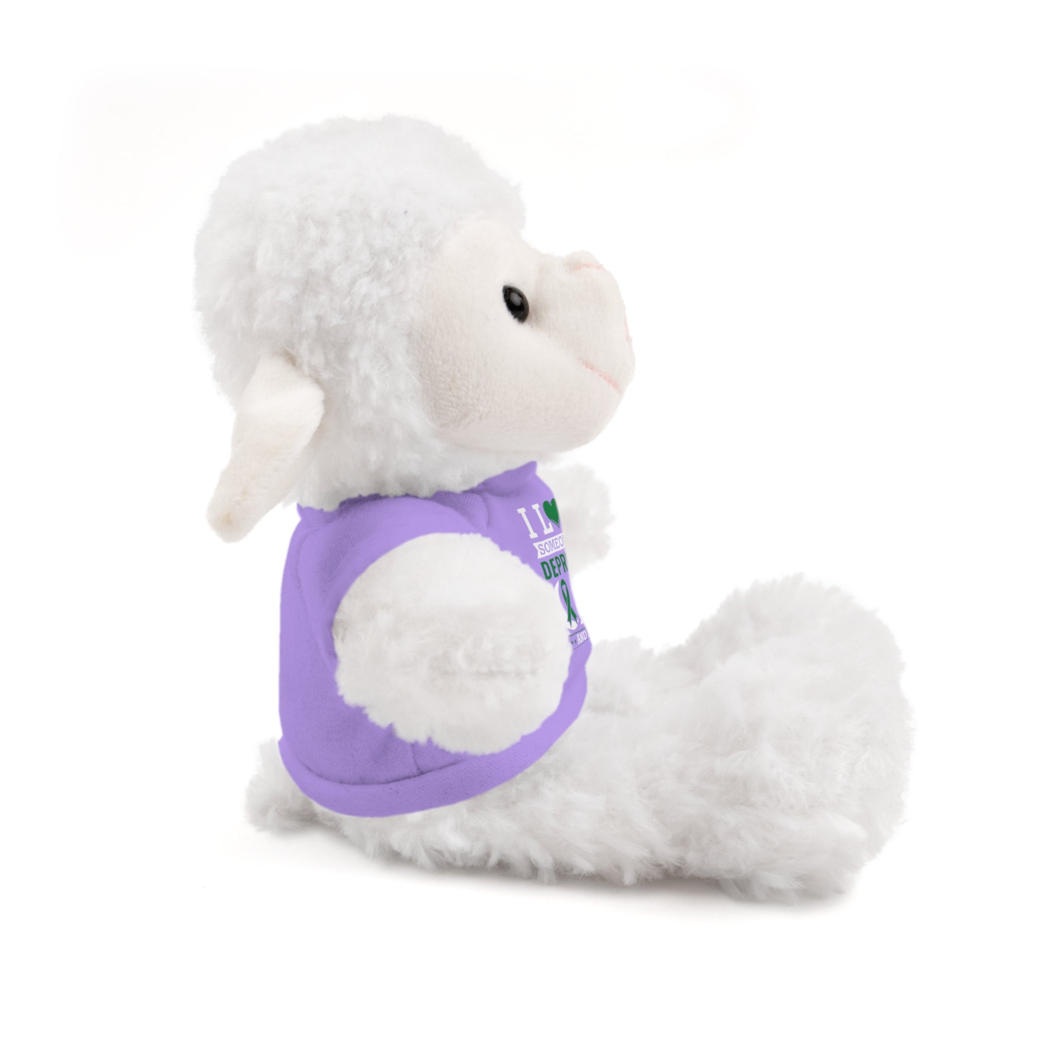 Show Your Love and Support with 'I Love Someone with Depression' Stuffed Animals - Furry Friend Wears Heartfelt Message Tee