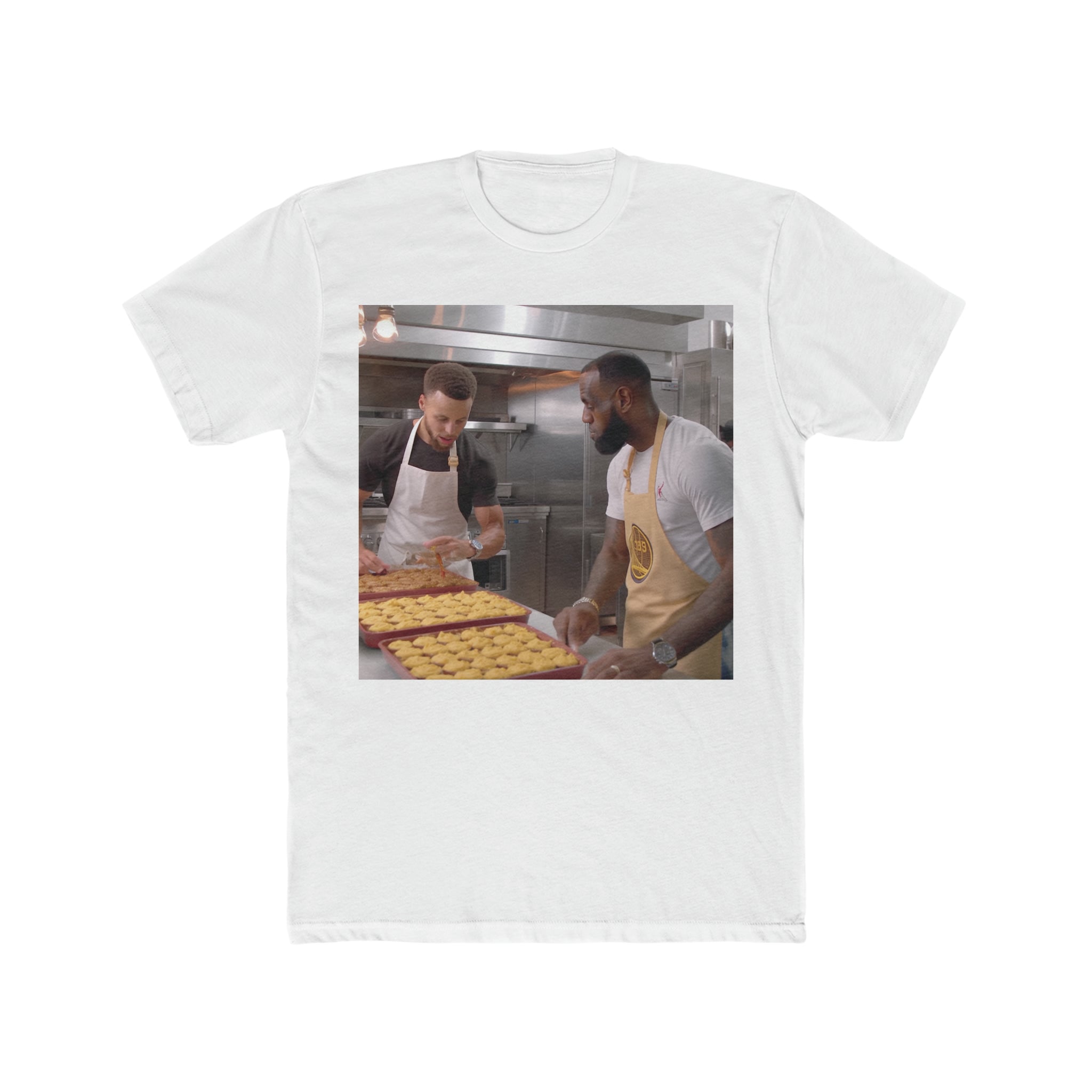 Guaranteed to Get Laughs and Compliments for Originality! Elevate Your Swag with 'Basketball Court Icons Whipping Up Cakes' Funny Men's Cotton Crew Tee - A Slam Dunk of Humor and Comfort