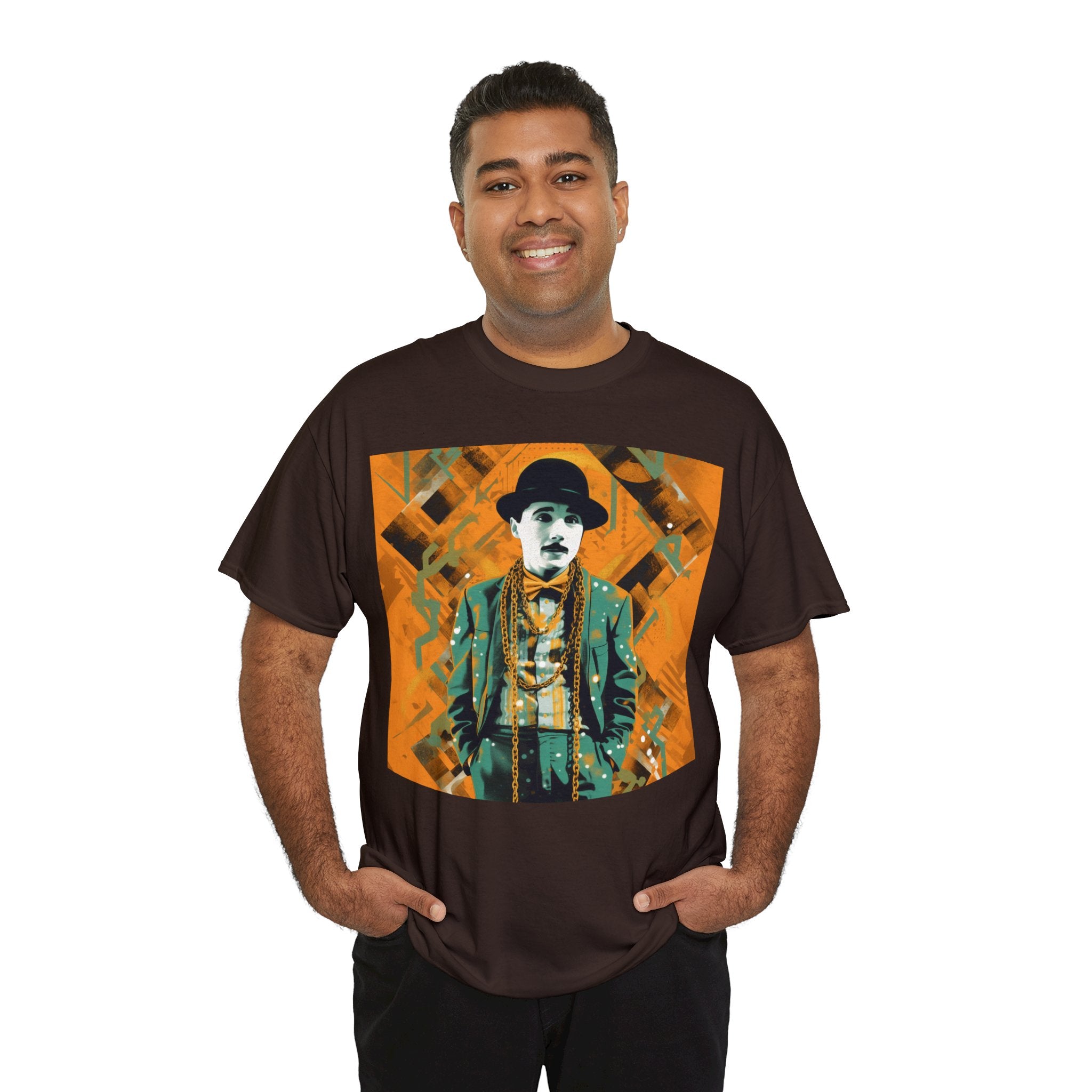 T-Shirt of Comedy Legend. Shows Passion for Craft in a Stylish Manner. Elevate Your Style with the Iconic Performance Artist Pose Abstract Colorful Unisex Heavy Cotton Tee - Wearable Art for Trendsetters