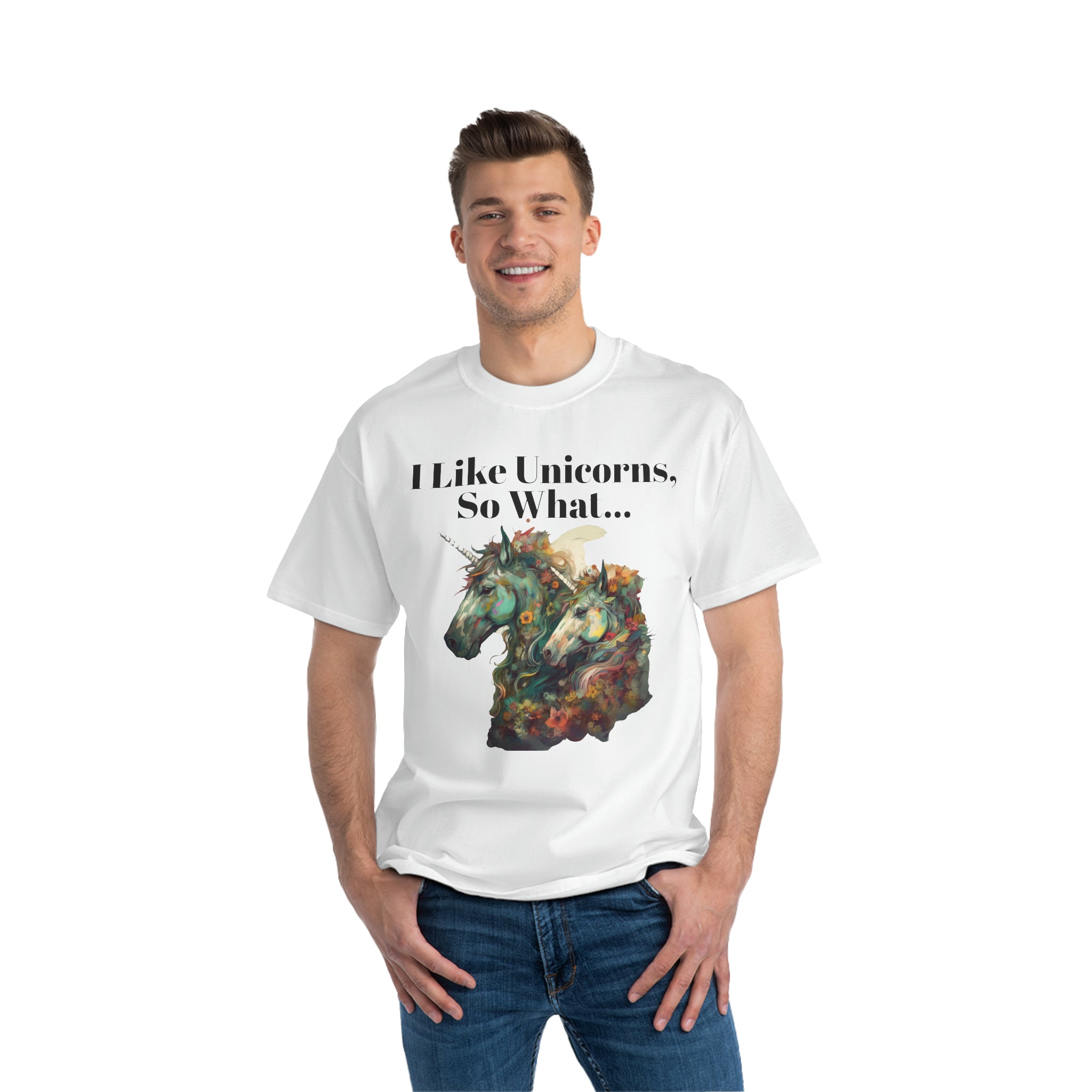 Men's Beefy-T®  Short-Sleeve T-Shirt "Rugged Unicorns" Beautiful Holiday Gift for Fantasy Fans and Lore Enthusiasts Birthday Present