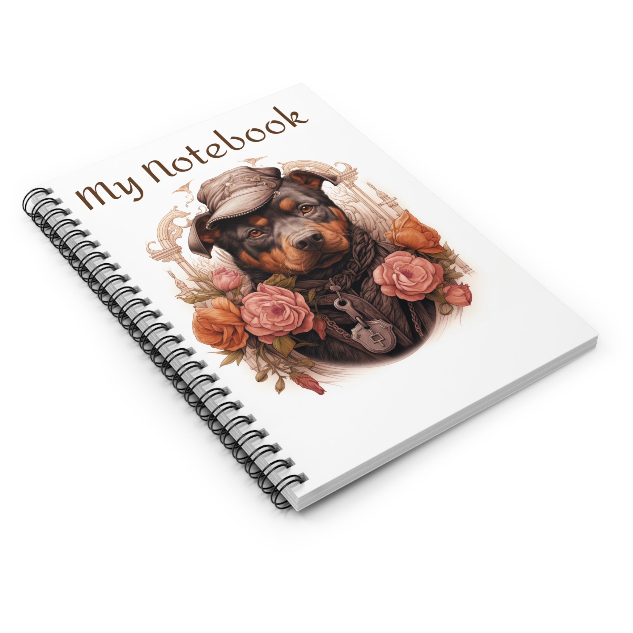 Spiral Notebook with Ruled Lines: Exclusive Floral Doggy Featuring Pitt bulls & Rottweilers | Professional Artistry | Durable and Stylish