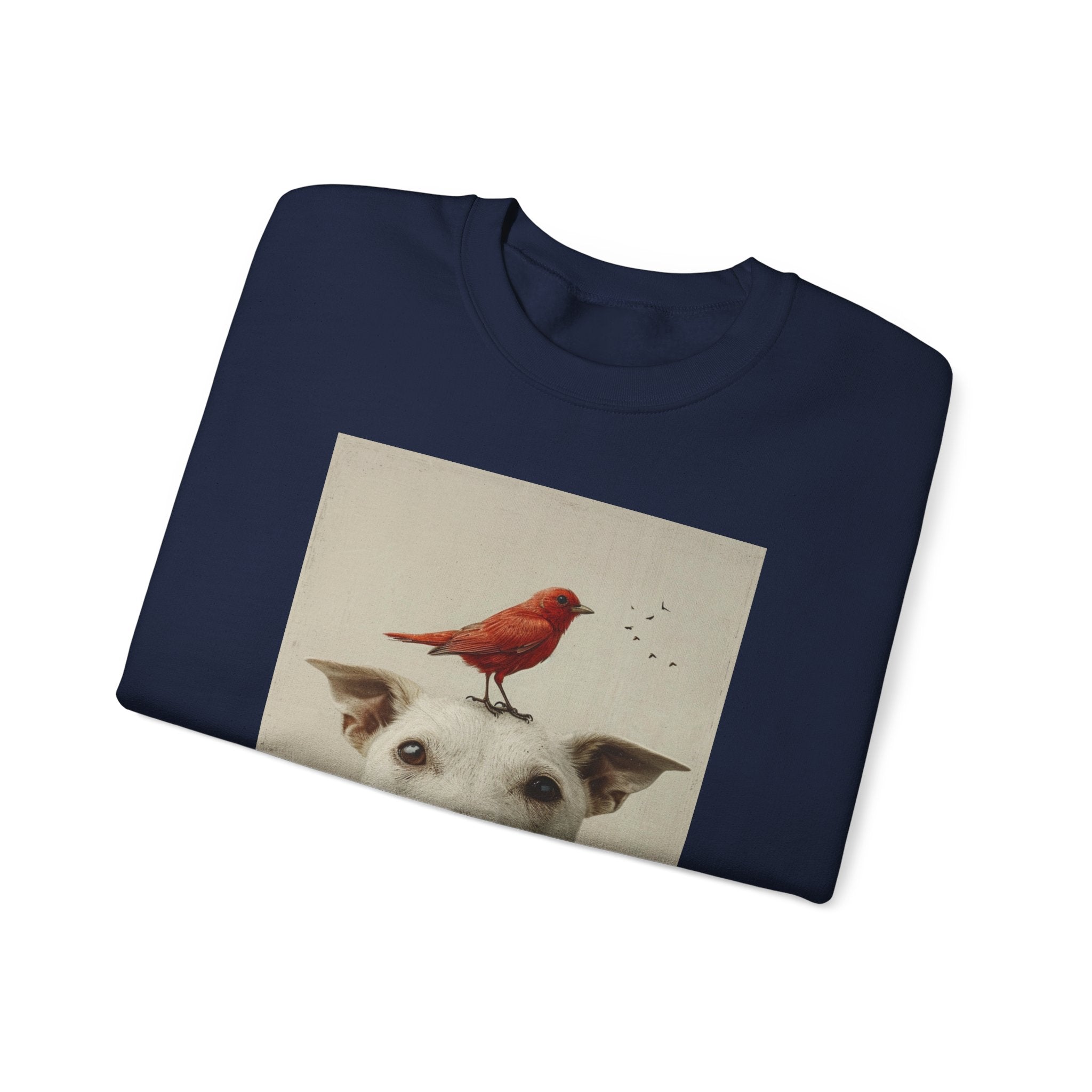 Trusting Bird and Dog Friend Unisex Heavy Blend™ Crewneck Sweatshirt - Cozy Comfort and Unique Style for Animal Lovers