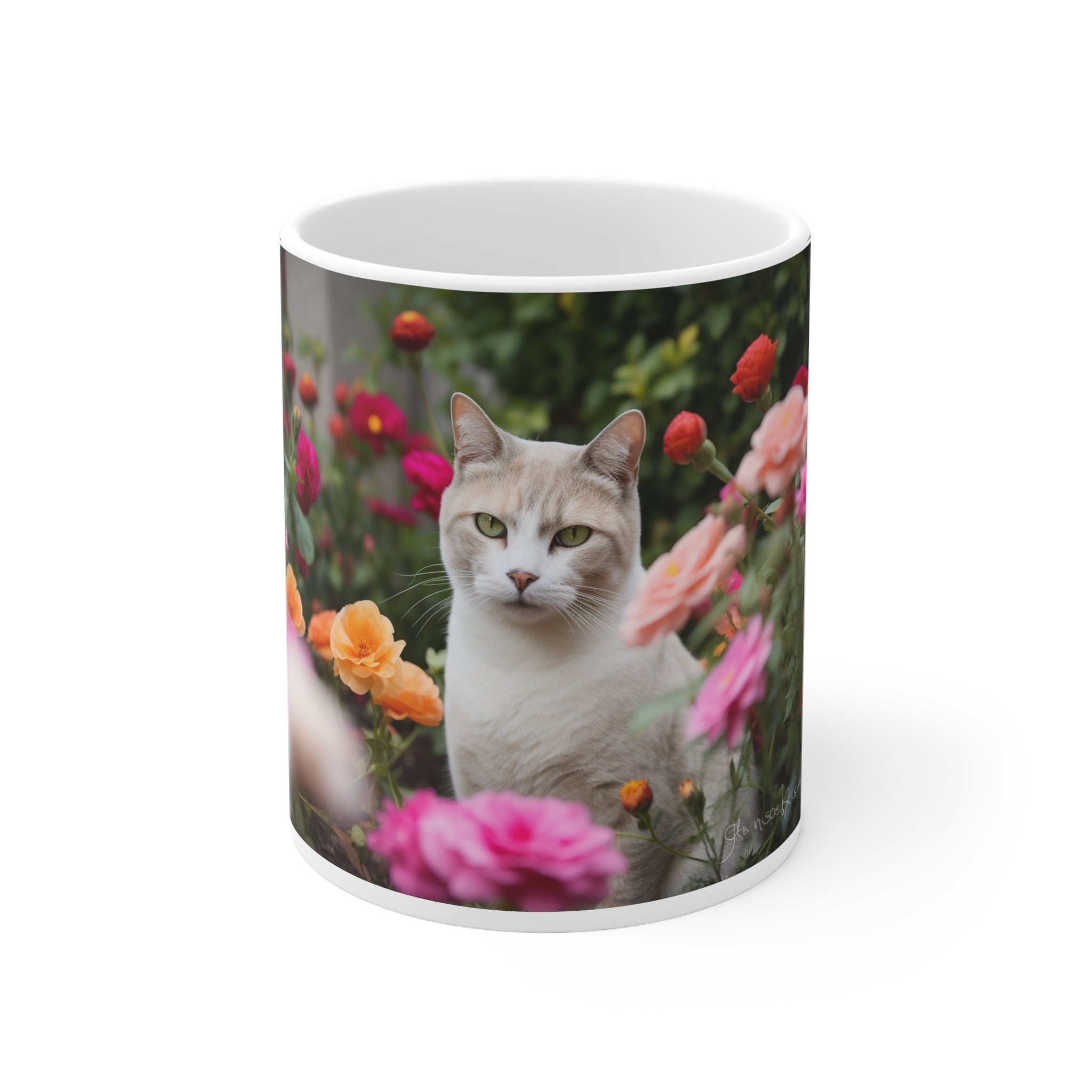 Adorable Garden Cat Feline Party Ceramic Mug 11oz - Perfect Gift for Cat Lovers & Garden Enthusiasts Gift for Pet Lovers and Cat Owners