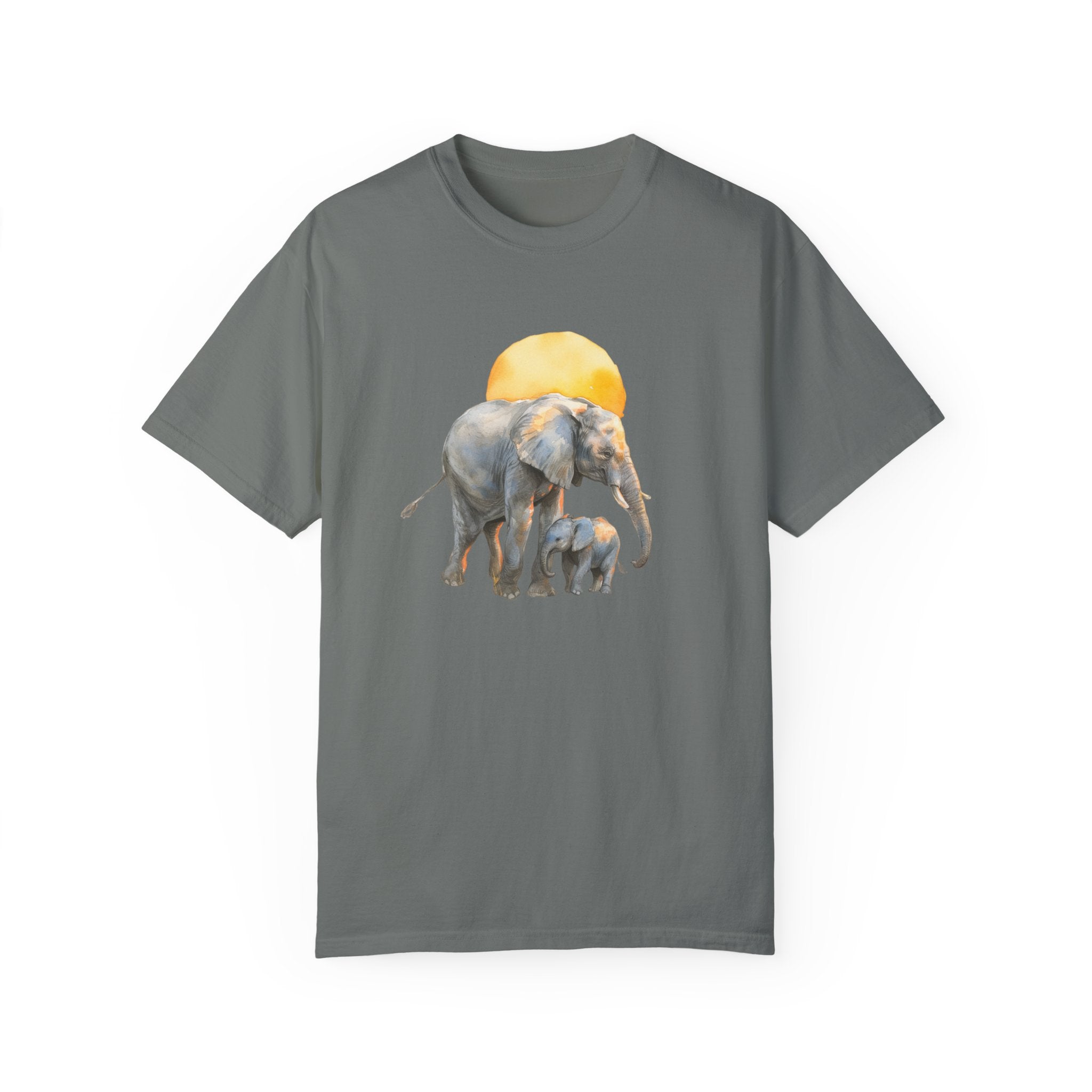 Elevate Your Style with the Elephant Parent and Child Unisex Garment-Dyed T-shirt 🐘👕Gift for Animal Lovers and Relaxing Walks in the Park