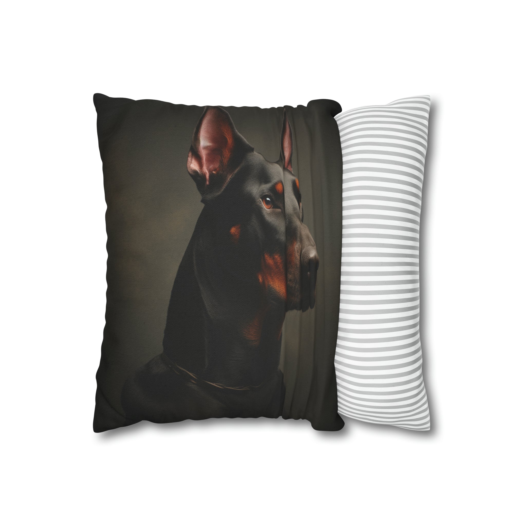 Dobermann Pinscher Elegance: Spun Polyester Square Pillow Case - A Tribute to Noble Dobermans (Professional Art) Pillow for Any Occasion