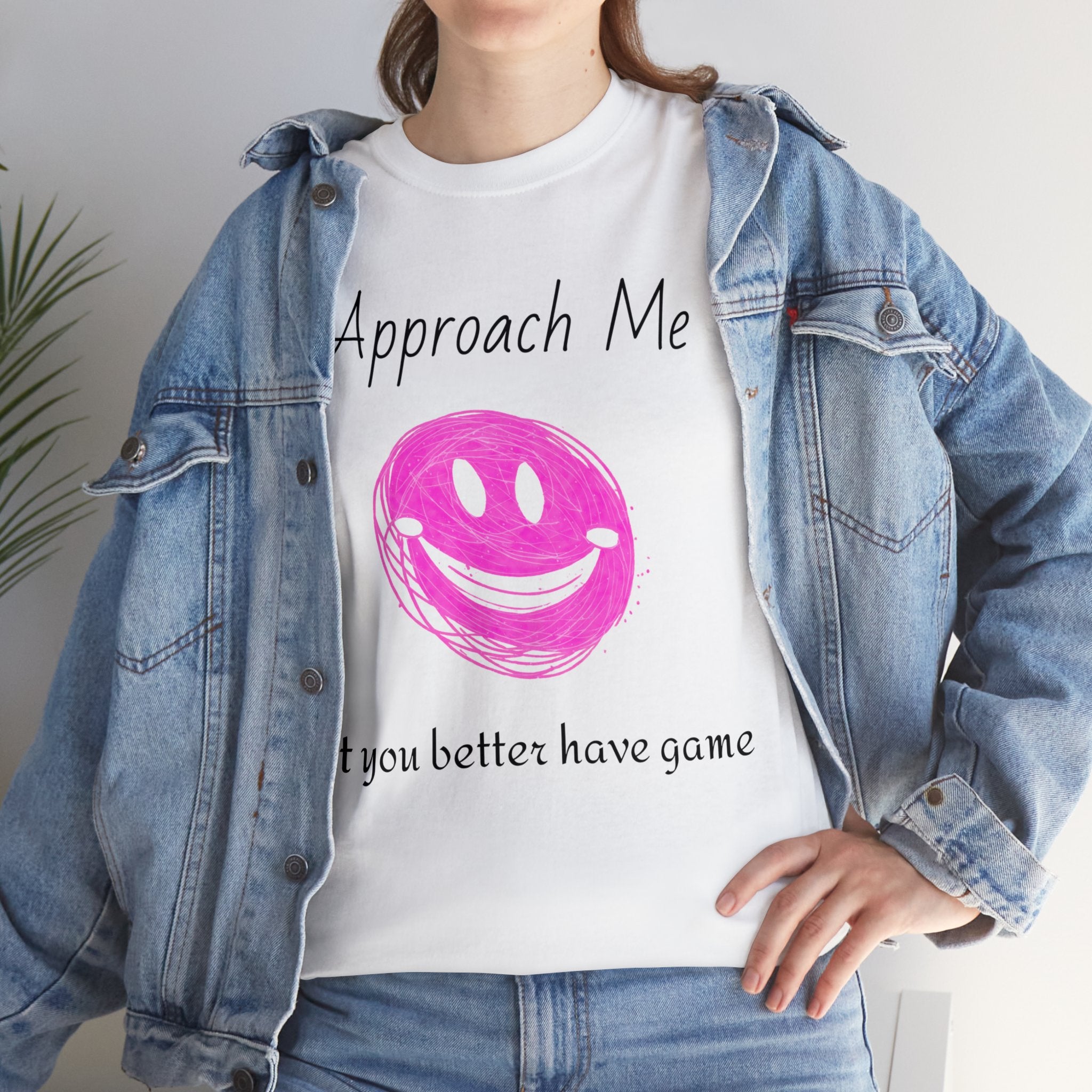 Dare to Date: The Ultimate 'Approach Me If You Dare' Challenge - A Women's Unisex Heavy Cotton Tee Perfect for Social Events, Recreational Activities, and Making Bold Statements