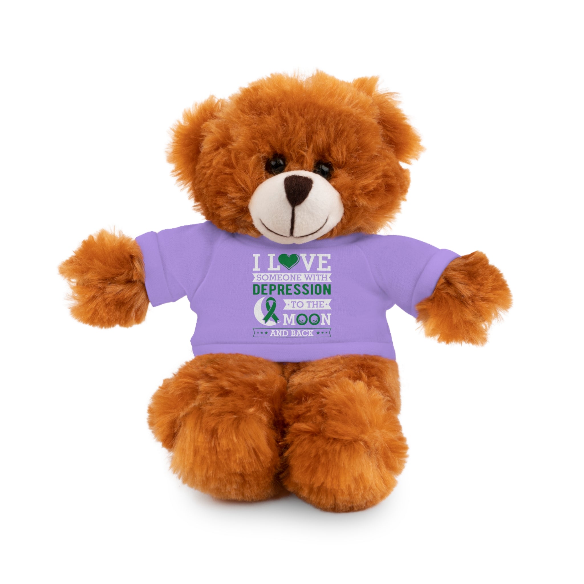 Show Your Love and Support with 'I Love Someone with Depression' Stuffed Animals - Furry Friend Wears Heartfelt Message Tee