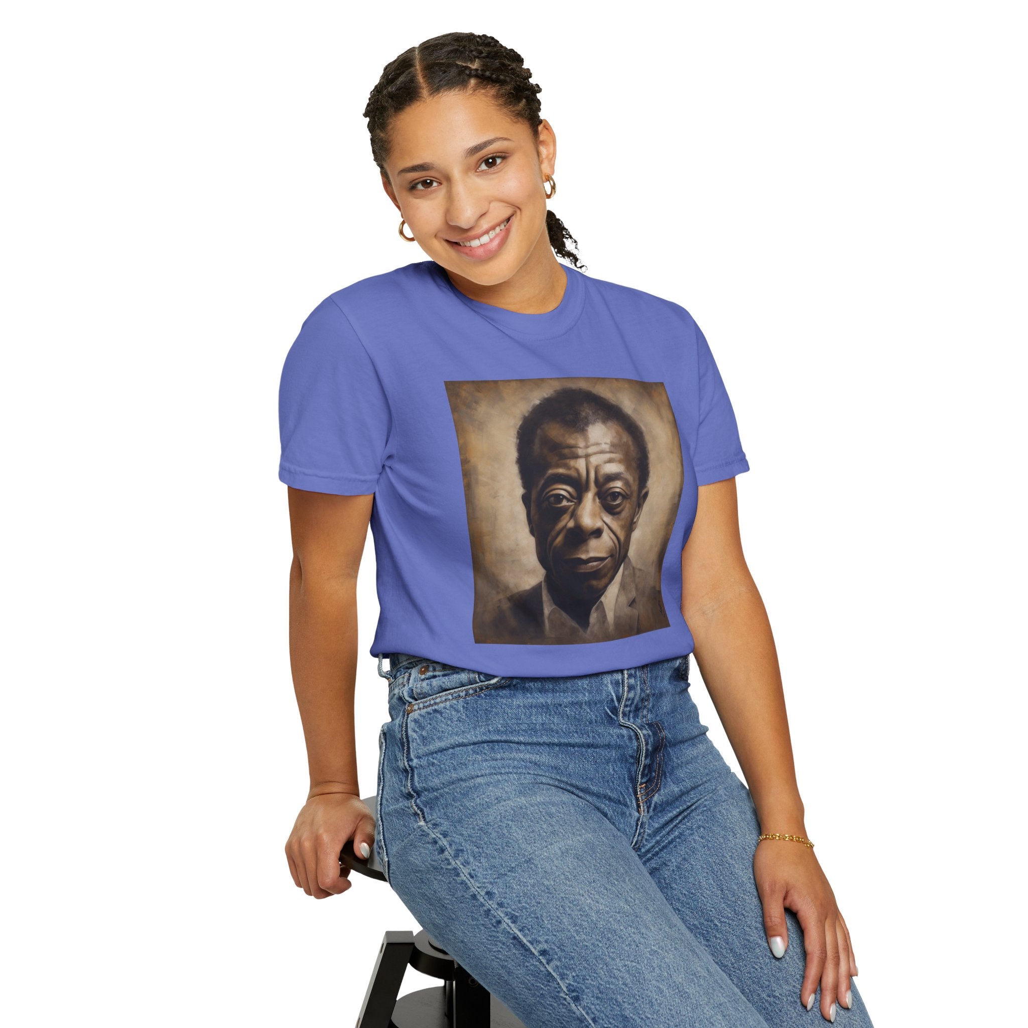 Show Civil Rights Support and Awareness in Comfort With Portrait of Iconic African American Pioneer Portrait Unisex Garment-Dyed T-shirt - Tribute to a Renowned Writer and Civil Rights Activist Ideal For History Scholars