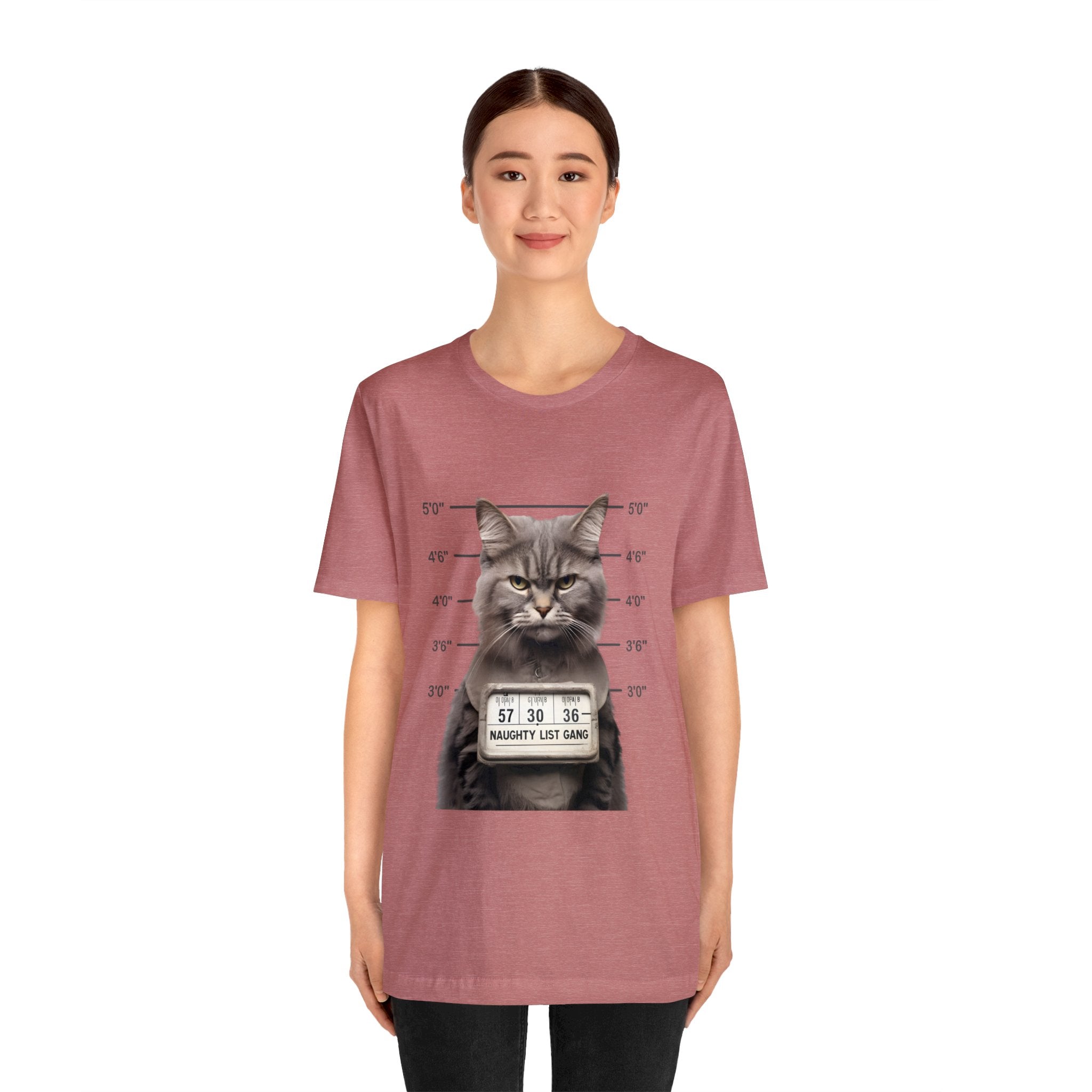 Naughty Cat Gang Cat in a Line-up Funny Unisex Jersey Short Sleeve Tee - Humorous Feline Apparel for Cat Lovers