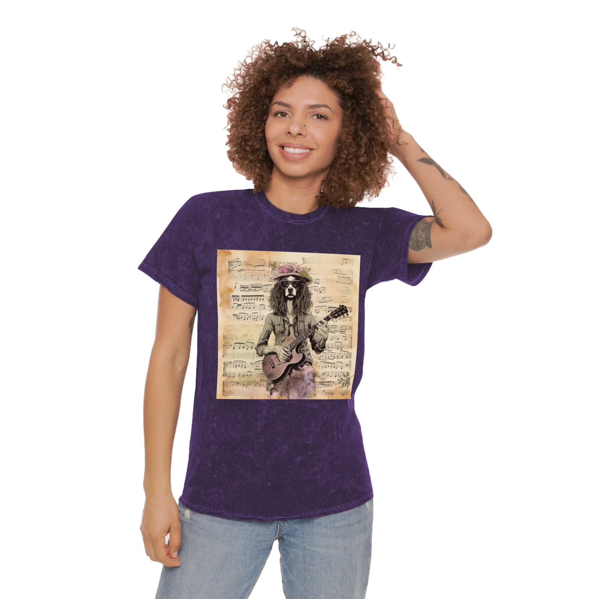 Express Your Musical Passion with the Frontdog Guitar Leader of Band Unisex Mineral Wash T-Shirt - Perfect for Music Enthusiasts and Fashion-Forward Individuals