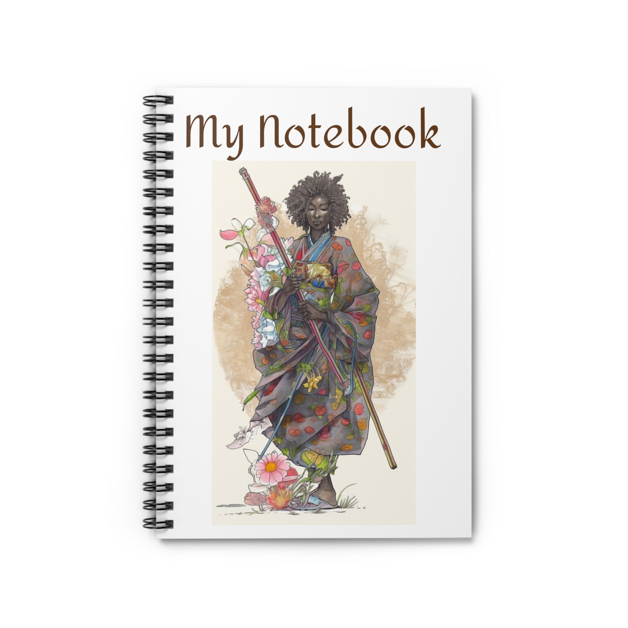 Spiral Notebook with Ruled Lines: Exclusive Floral Samurai Feudal Japan Ronin | Professional Artistry | Durable and Stylish