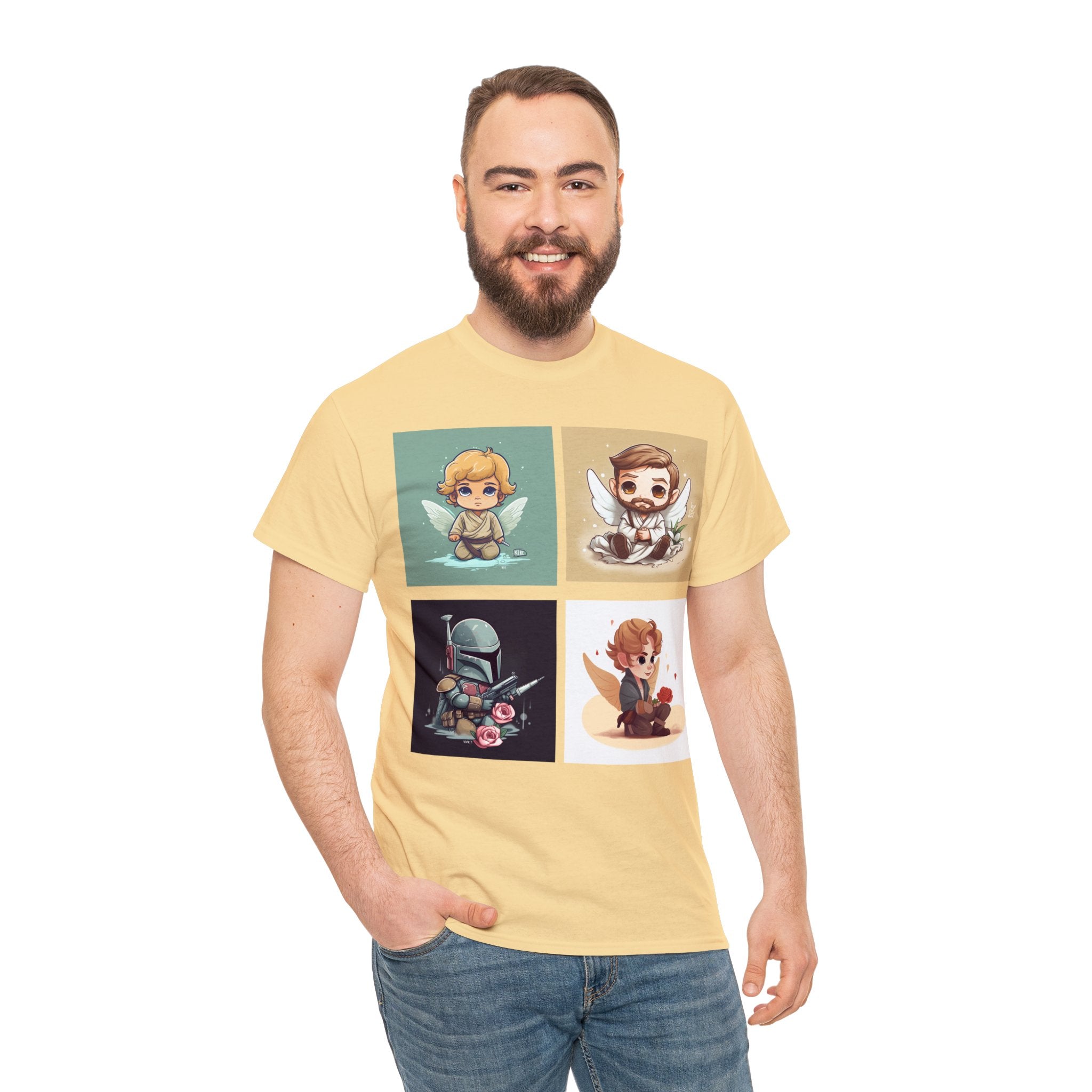 Proven Conversation Starter Cons! This Unique Shirt to Your Collection For Fans of Original Trilogy. Embrace the Epic Saga: Heroes and Villains of a Far Away Galaxy Cute Collage Unisex Heavy Cotton Tee - Showcase Your Love for Timeless Adventures