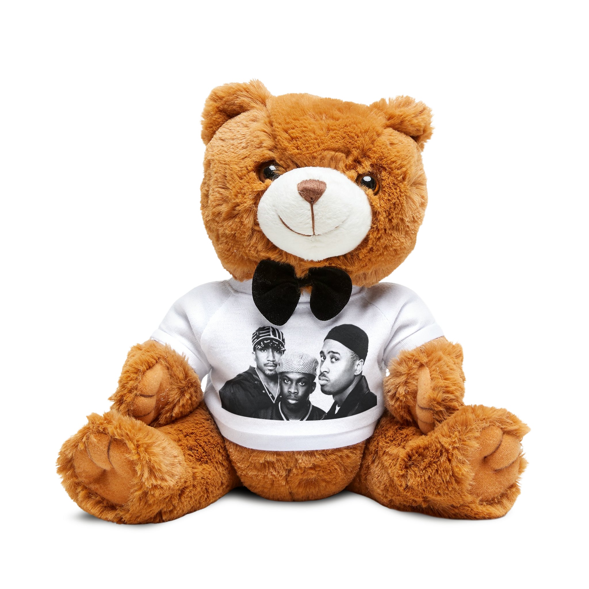 Join the World Tour! Perfect Music Lovers Gift Hip Hop Hugs Teddy Bear with Iconic Old School Hip Hop Group T-Shirt - Nostalgic Plush Toy for Music Enthusiasts