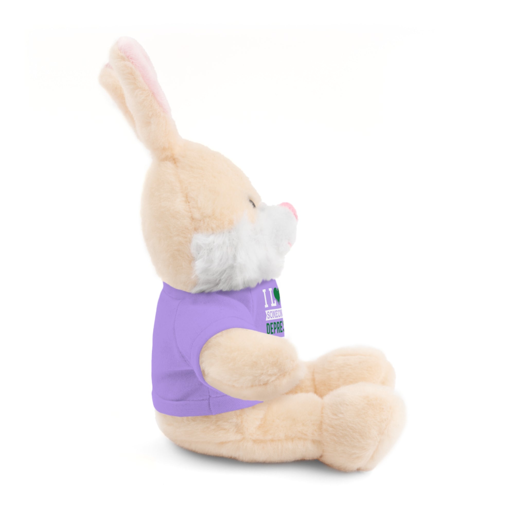 Show Your Love and Support with 'I Love Someone with Depression' Stuffed Animals - Furry Friend Wears Heartfelt Message Tee