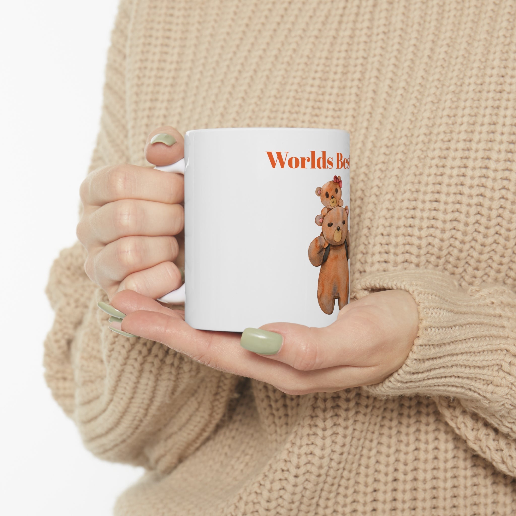 Ceramic Mug 11oz - World's Best Dad - Featuring Heartwarming Bear and Cub Design - Perfect Gift for Celebrating Fatherhood"