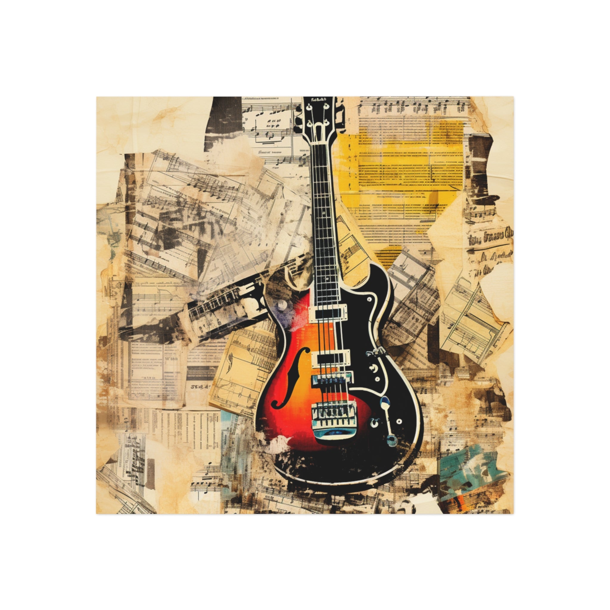 Square Magnet--"Music Collage" Gift for Music Lovers For Musicians Simple Present