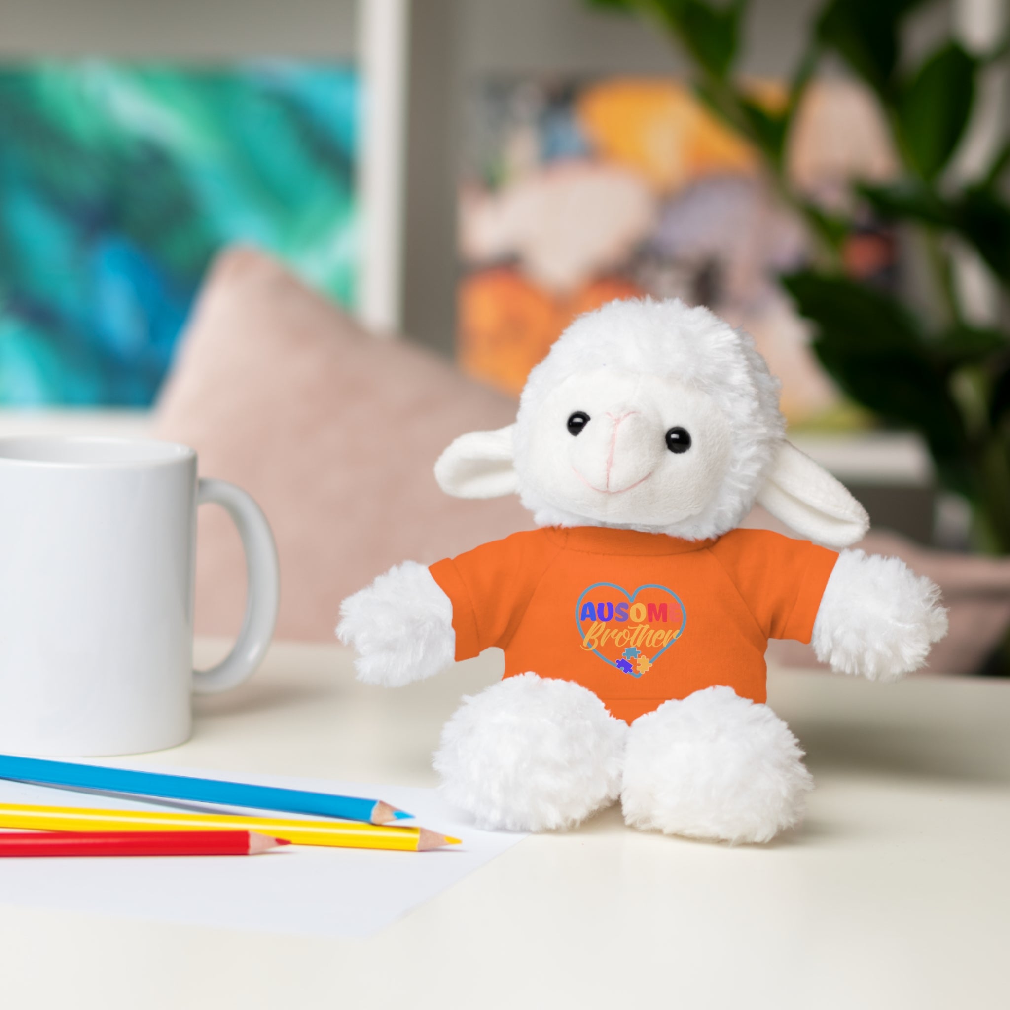 Show Support for Autism Sufferers and celebrate Your 'Ausome Brother' with Autism Awareness Stuffed Bear - Customized Tee Included