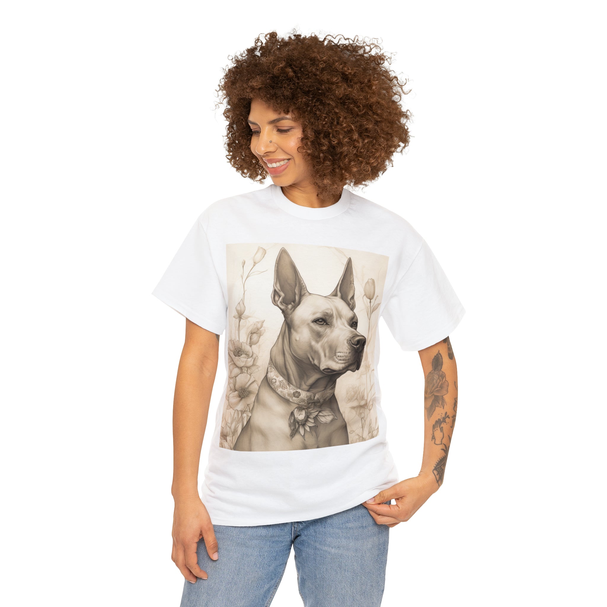 Unisex Heavy Cotton Tee-"Noble Canine" Heavy Cotton Tee - Unisex, Perfect for Dog Lovers & Art Enthusiasts