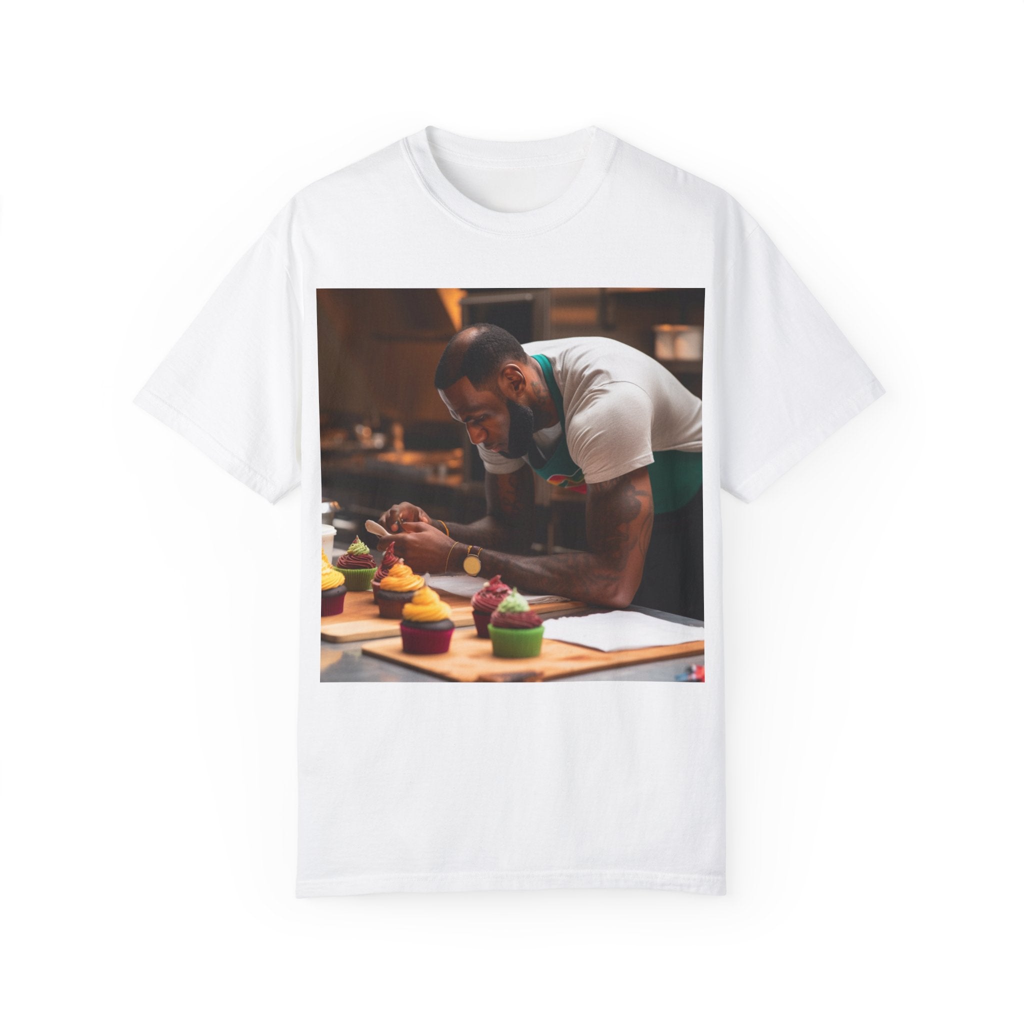 Make Yourself the Center of Compliments with this Gift for Basketball Fans Elevate Your Baking Game with the 'Baking with a Basketball Legend' Athletes Garment-Dyed T-shirt - Sporty Comfort for Culinary Creations