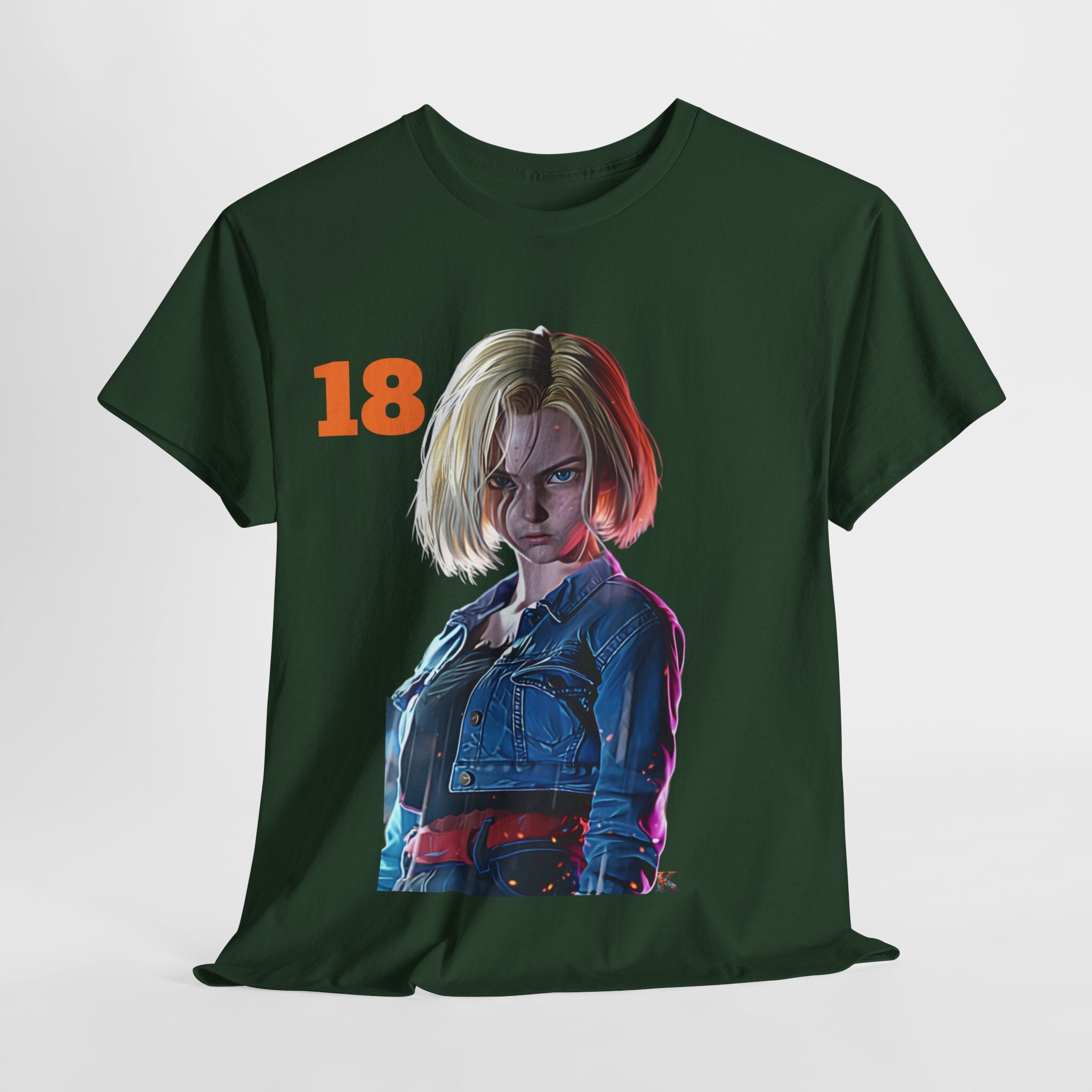 Cyber Chic: An-droid 18 Inspired Unisex Heavy Cotton Tee - Retro Futurism Meets Modern Style