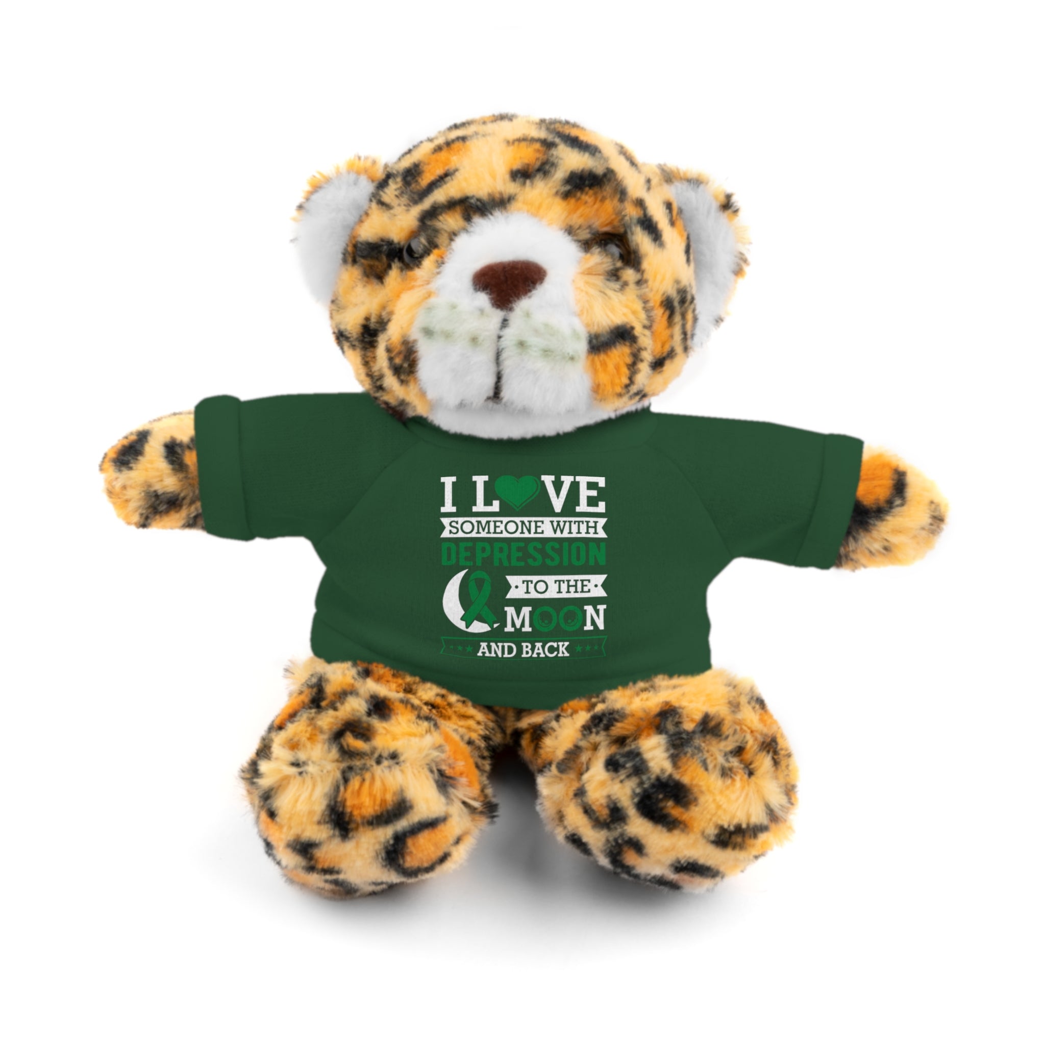 Show Your Love and Support with 'I Love Someone with Depression' Stuffed Animals - Furry Friend Wears Heartfelt Message Tee