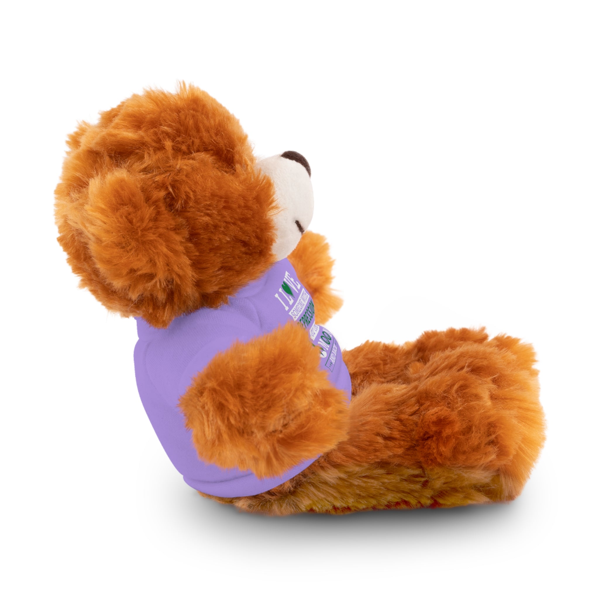 Show Your Love and Support with 'I Love Someone with Depression' Stuffed Animals - Furry Friend Wears Heartfelt Message Tee