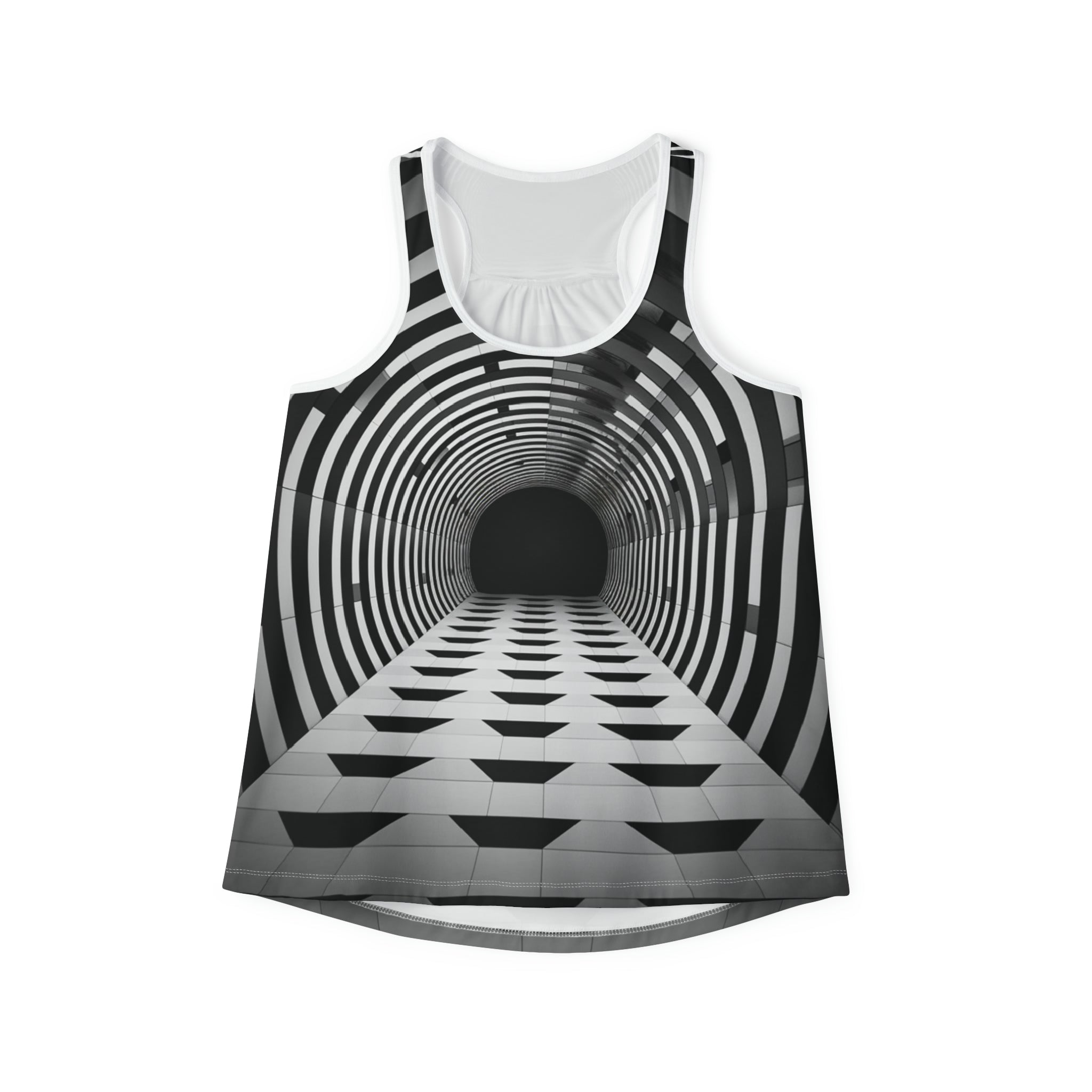 🌀 Mesmerizing Solitude: Optical Illusion Women's Tank Top - A Cool, Trippy Conversation Starter, Perfect for Personal Space Enthusiasts 🌈🚫