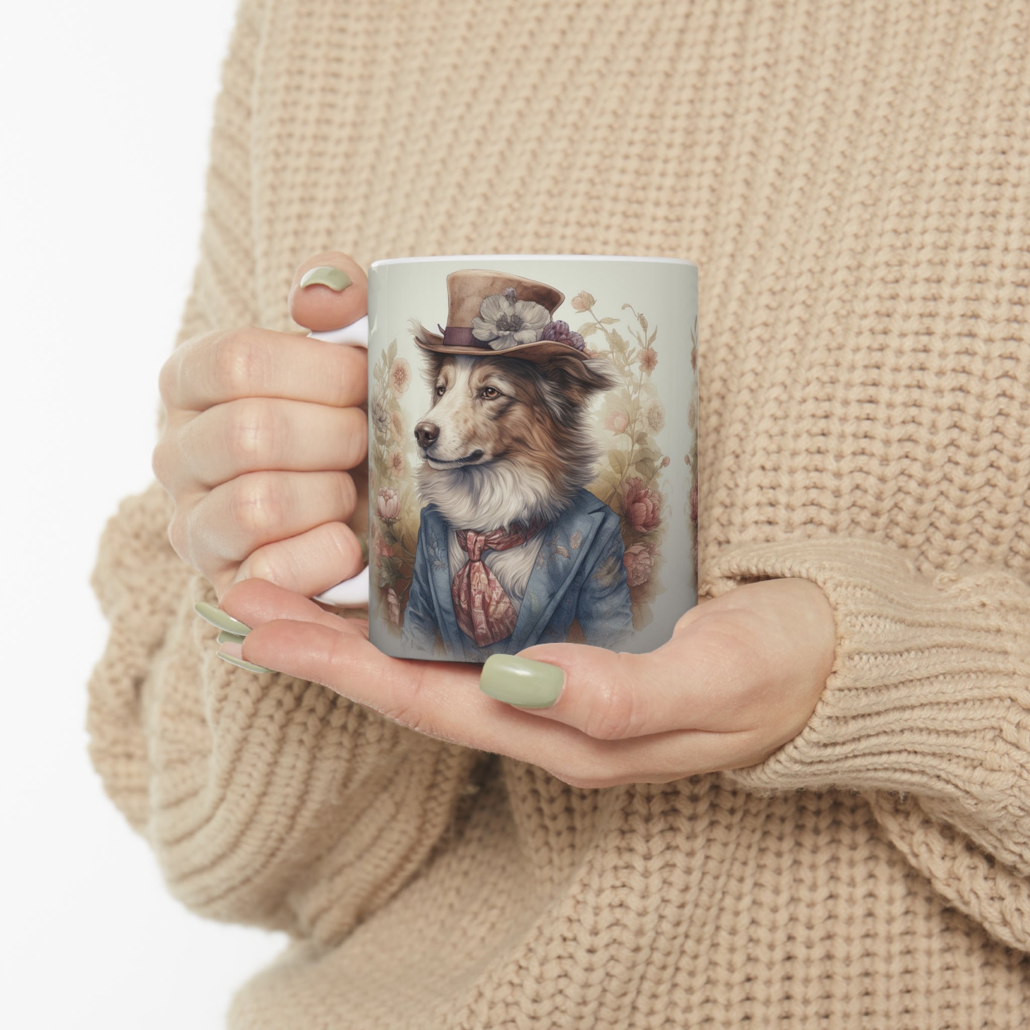 Home and Garden Relaxing Pet Lovers Coffee Mug 11oz Ceramic Mug | Exclusive Floral Doggy Design | Professional Artwork | Durable & Aesthetic Drinkware