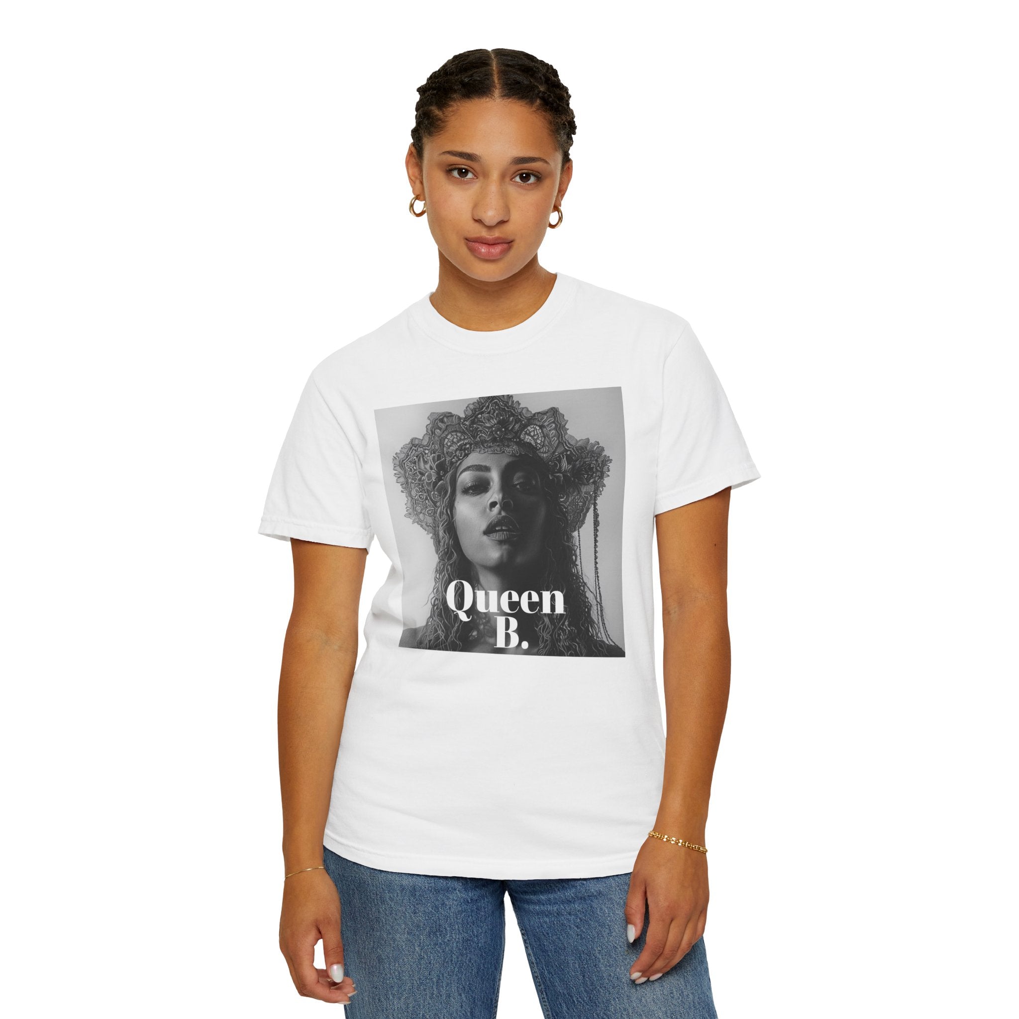Rhythm Reign: Queen B. Tribute - Living Musical Icon Unisex Garment-Dyed T-Shirt