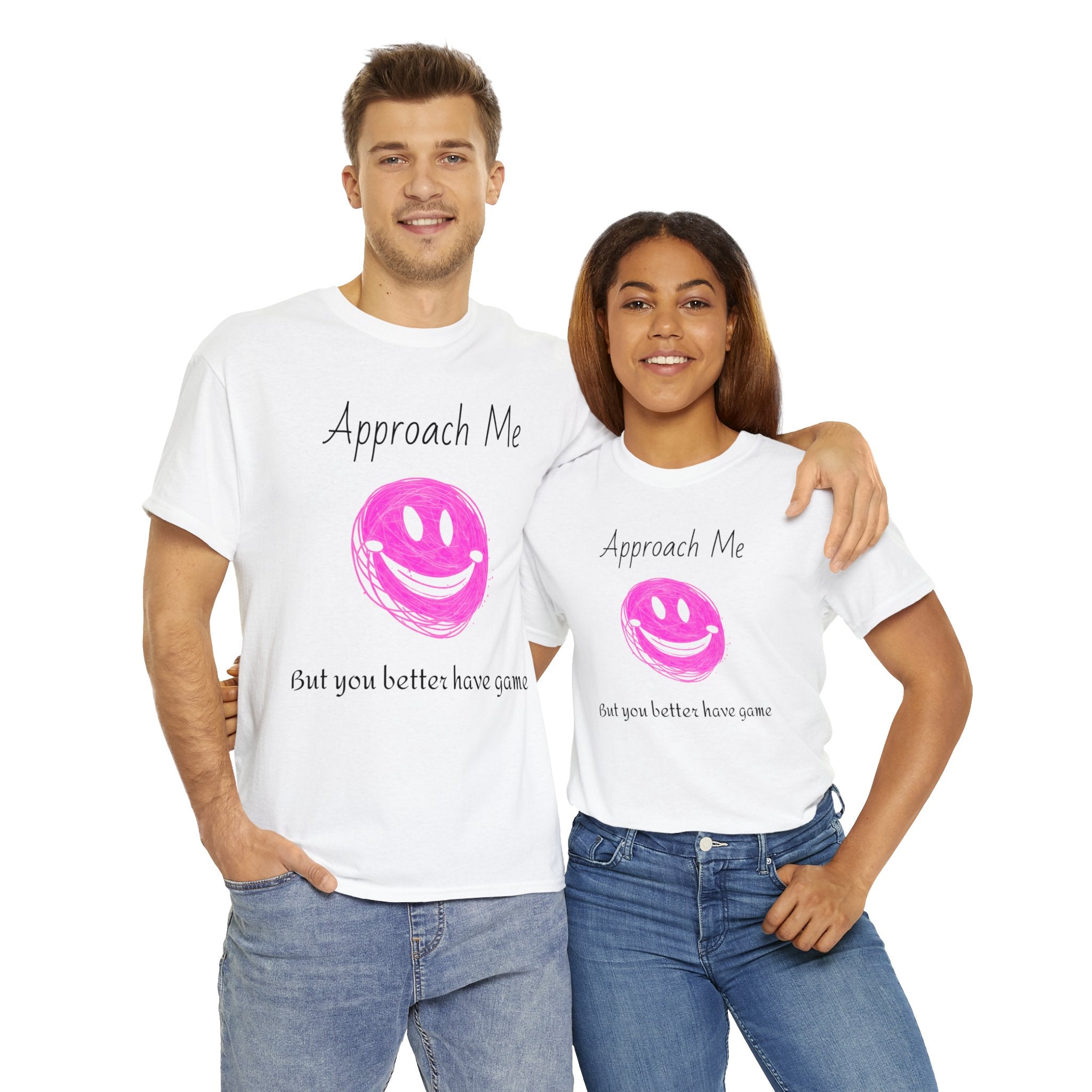 Dare to Date: The Ultimate 'Approach Me If You Dare' Challenge - A Women's Unisex Heavy Cotton Tee Perfect for Social Events, Recreational Activities, and Making Bold Statements