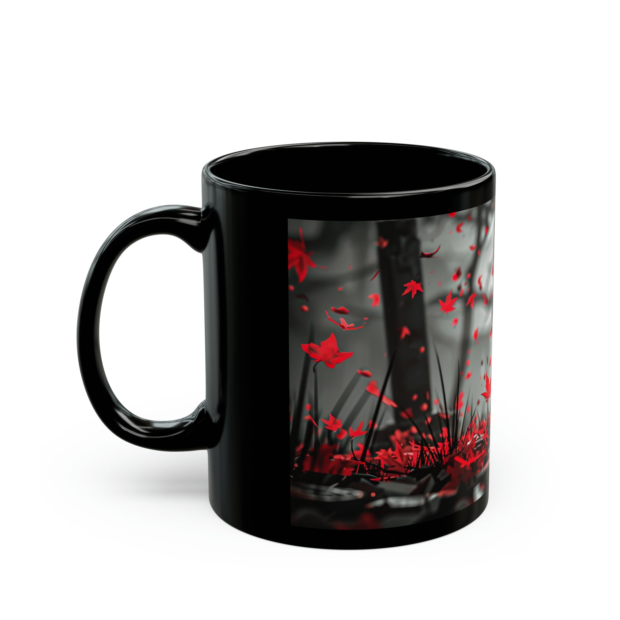 "Eternal Companion: Canine Guardian Angel Black Mug - Solemn Loyalty in Every Sip" (Available in 11oz & 15oz)