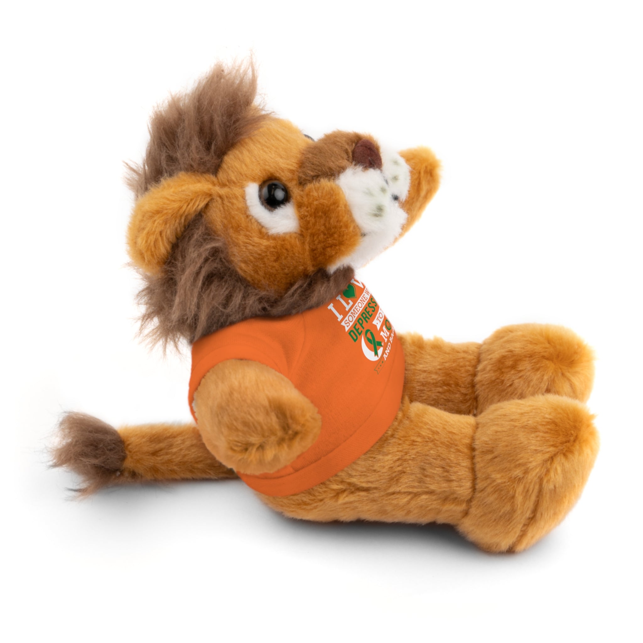 Show Your Love and Support with 'I Love Someone with Depression' Stuffed Animals - Furry Friend Wears Heartfelt Message Tee