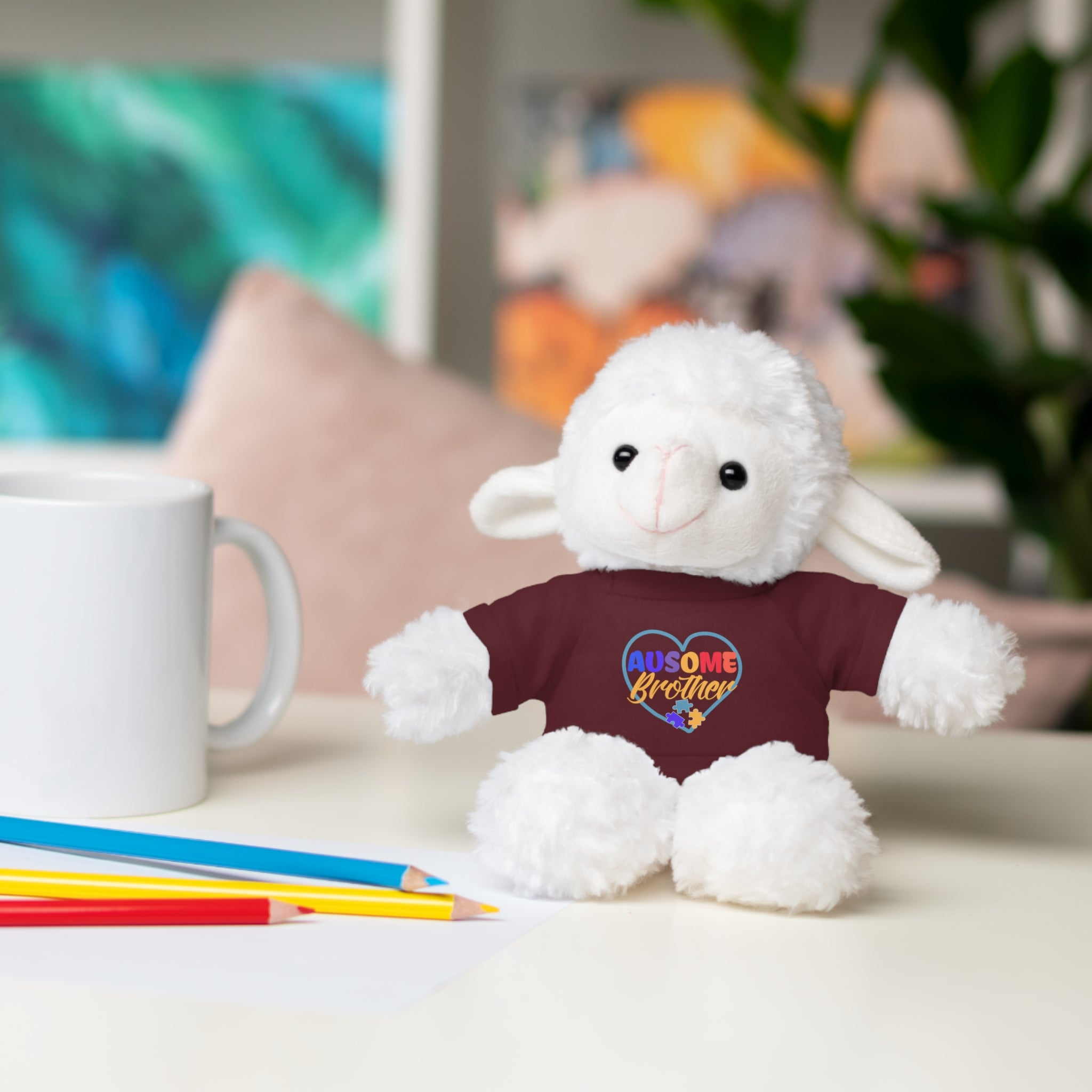 Show Support for Autism Sufferers and celebrate Your 'Ausome Brother' with Autism Awareness Stuffed Bear - Customized Tee Included