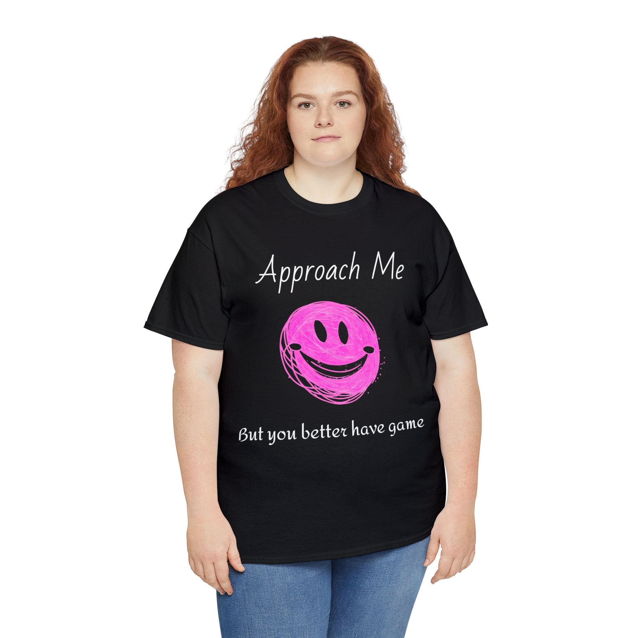 Dare to Date: The Ultimate 'Approach Me If You Dare' Challenge - A Women's Unisex Heavy Cotton Tee Perfect for Social Events, Recreational Activities, and Making Bold Statements