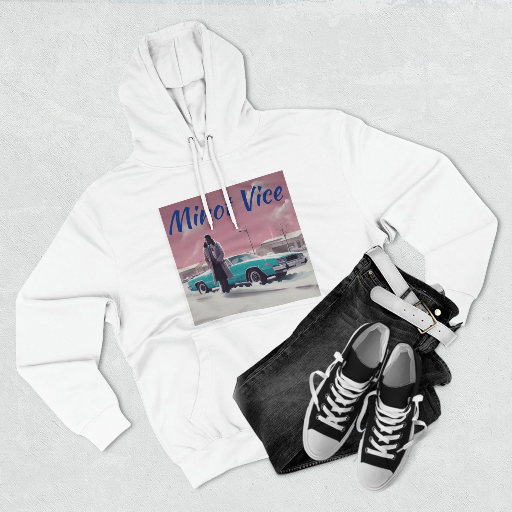 Unisex Premium Pullover Hoodie-"Minot Vice" Winter Color Beautiful Art Gift For Friends and Family and Holiday Present