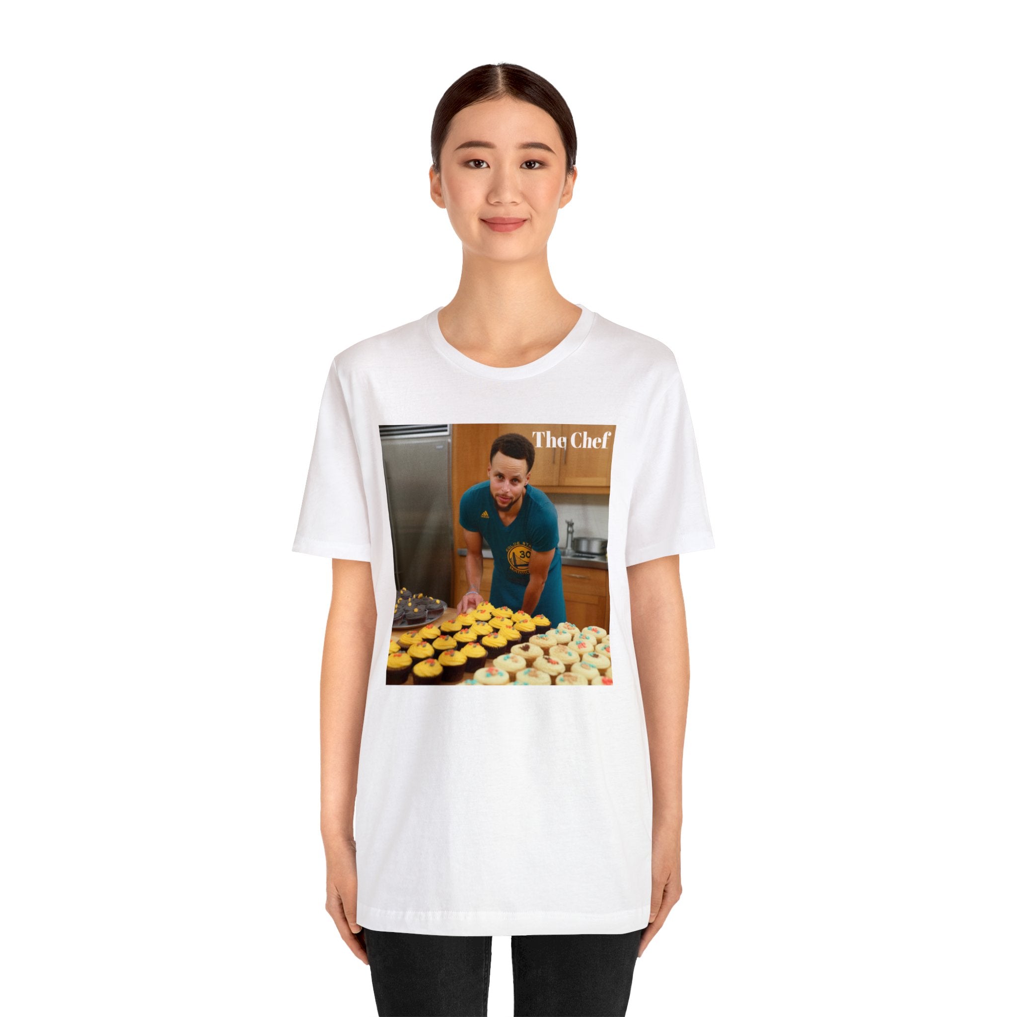 Chef Curry Witty Parody Tee: Professional Basketball Player Turned Baker Cupcakes Design - Unisex Jersey Short Sleeve Tee for Sports and Baking Enthusiasts