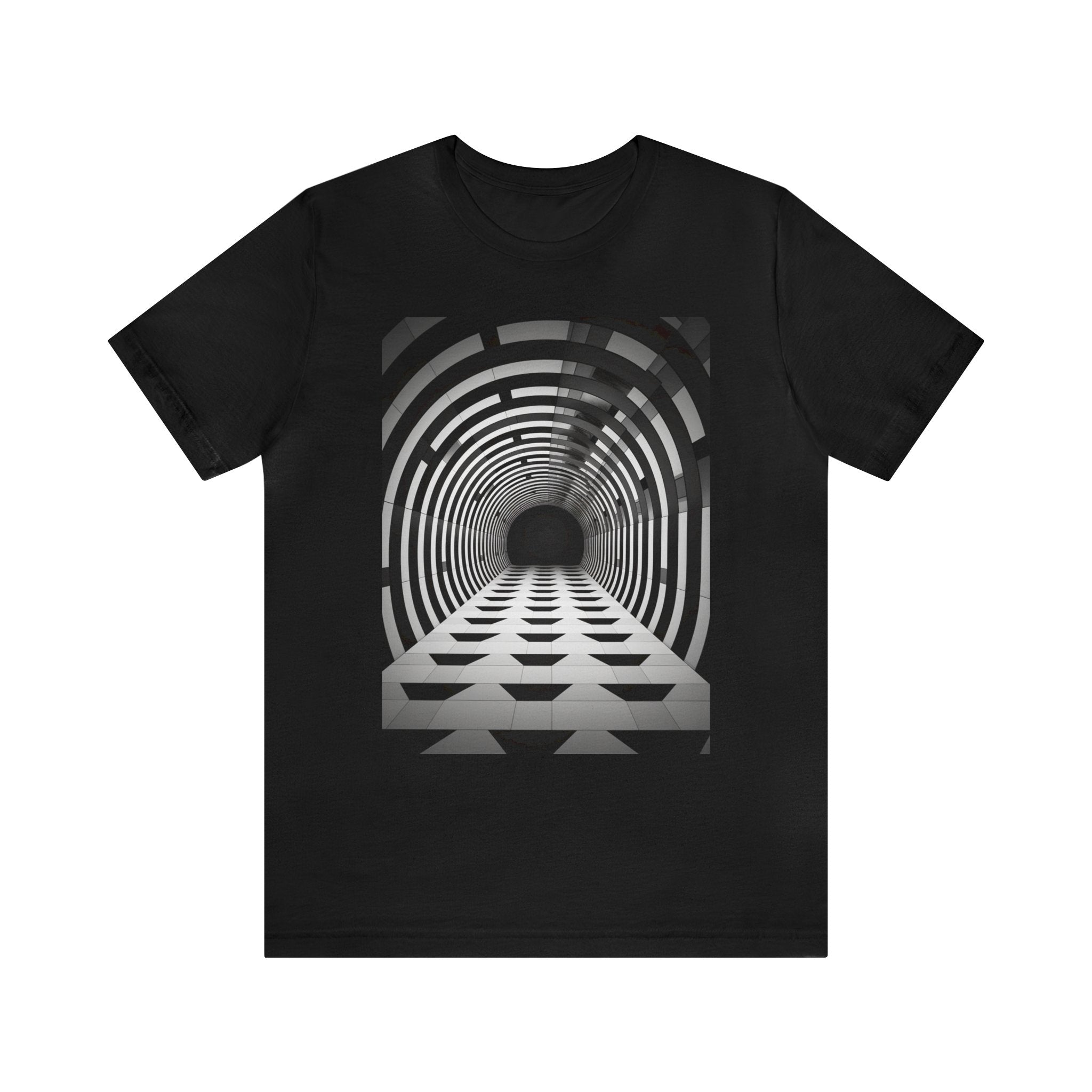 🚫 'Solitude Statement' Unisex Jersey Tee: Striking 3D Black & White Tunnel Effect - Anti-Social Optical Illusion, Ideal for Gym & Quiet-Time Settings 🌀