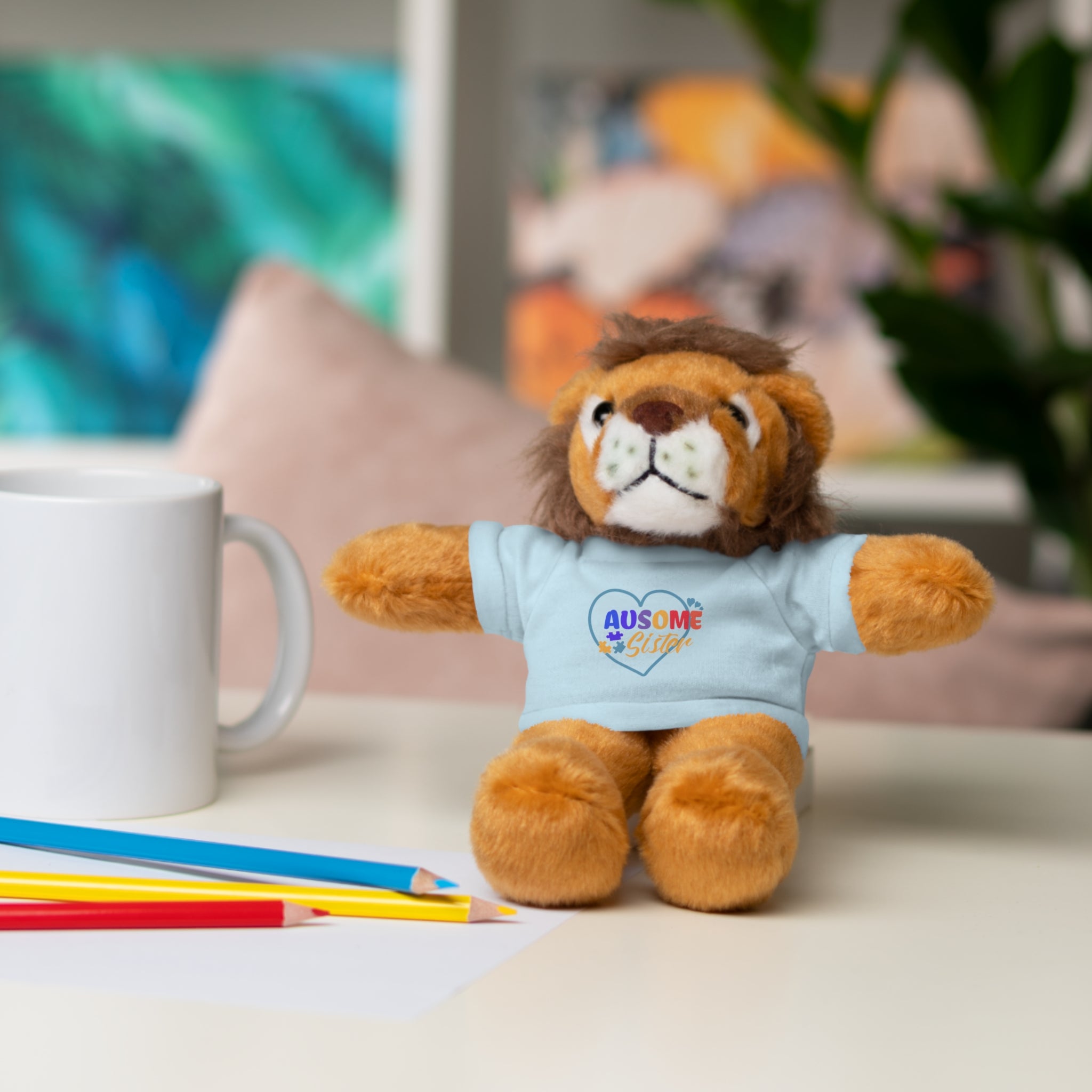 Celebrate Your 'Ausome Sister' with Autism Awareness Stuffed Bear - Customized Tee Included